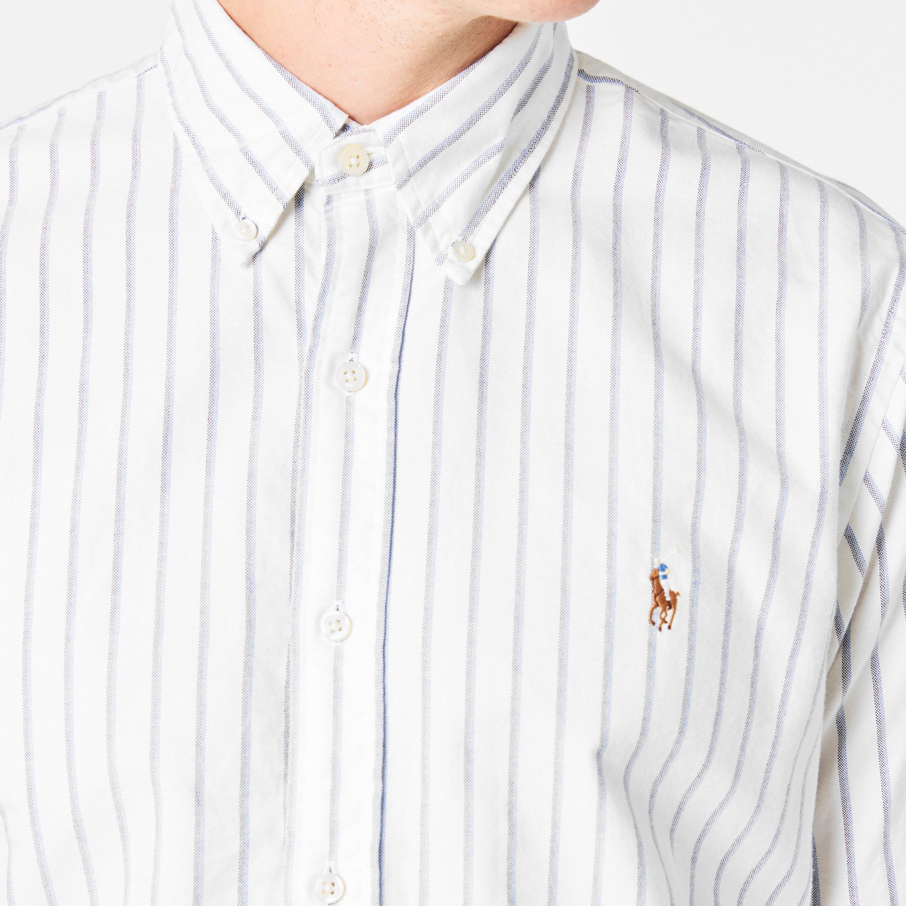 White/Blue - Polo Ralph Lauren - Multi-coloured Striped Poplin Shirt - 5