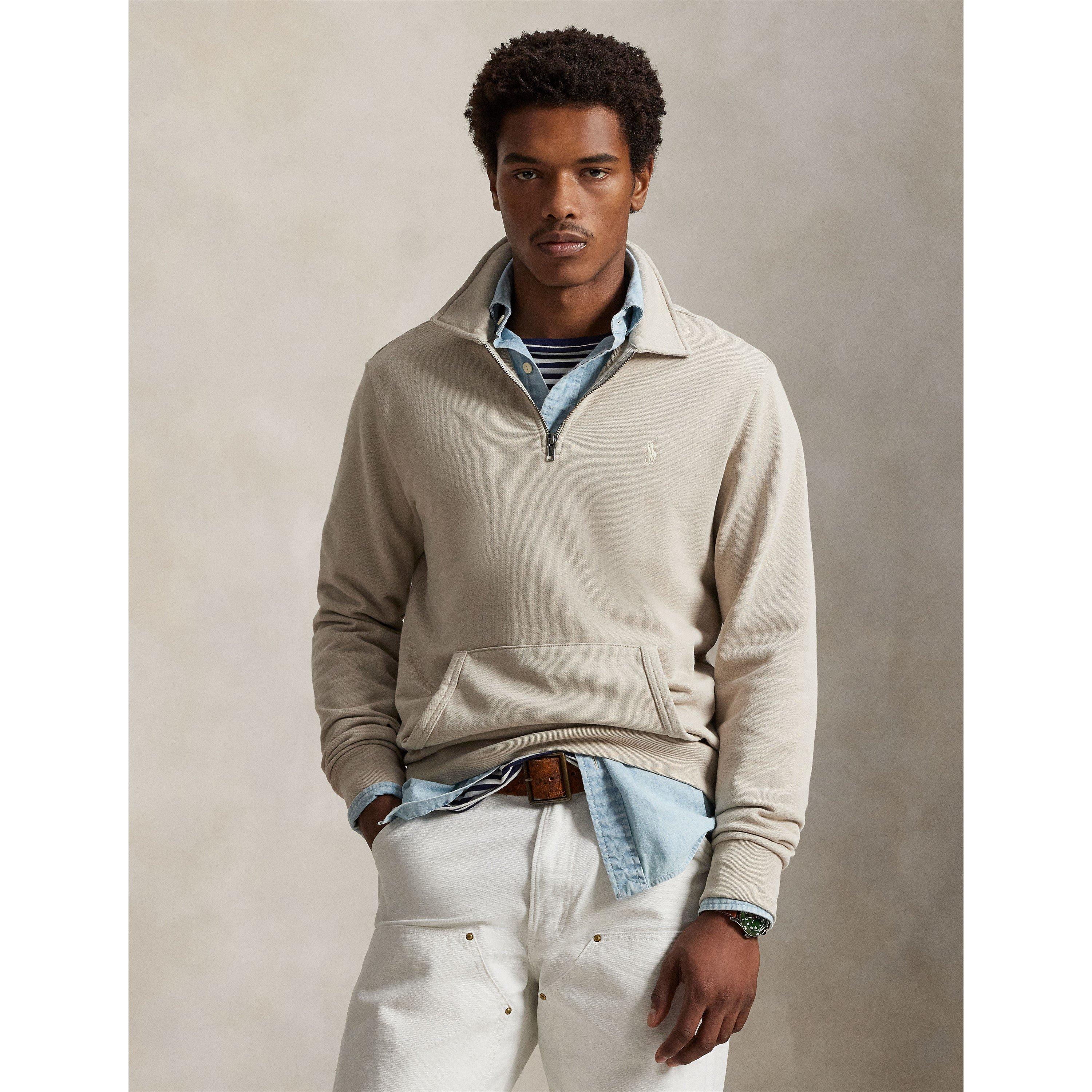 Stoneware Grey - Polo Ralph Lauren - Loopback Terry Cotton Quarter Zip Sweater - 3