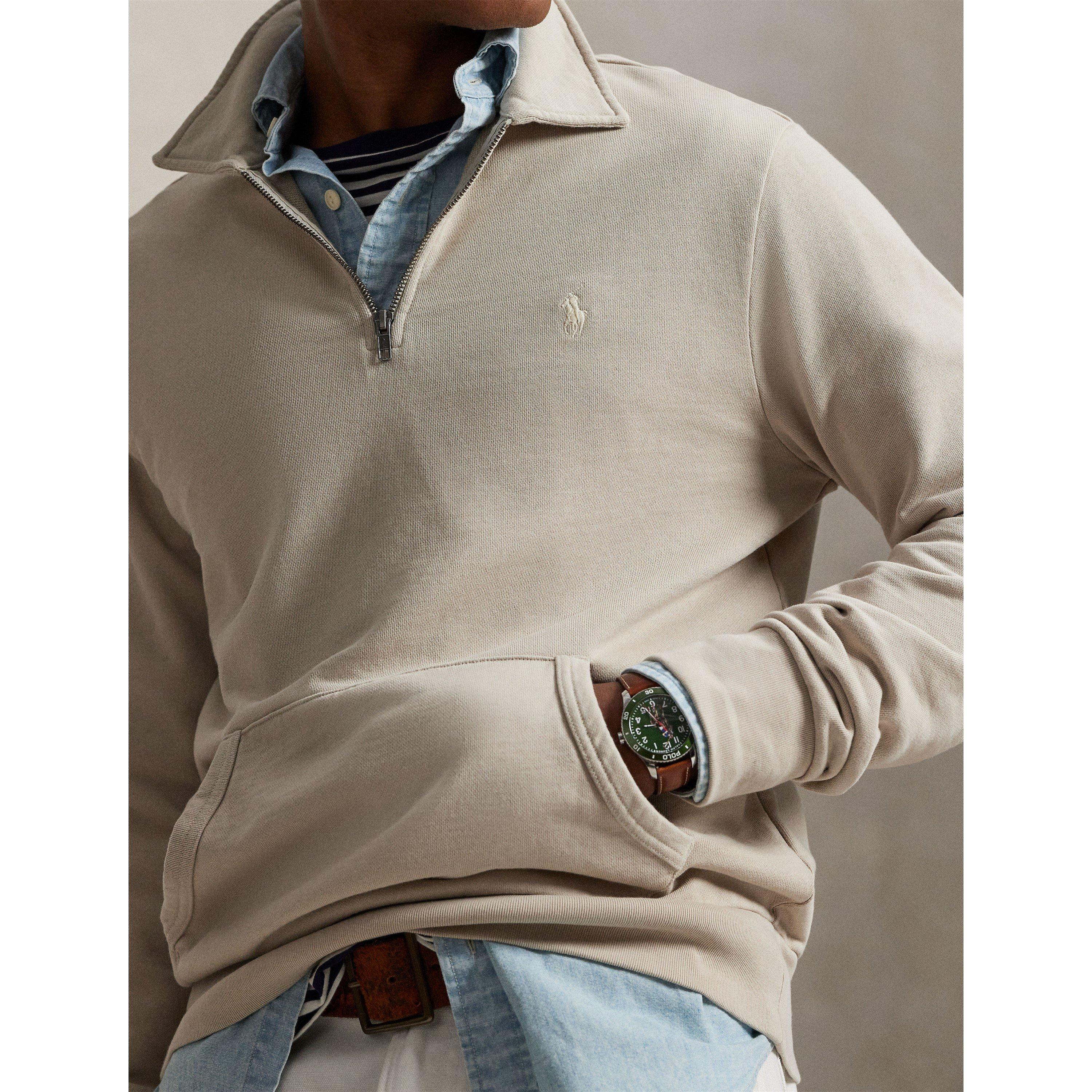 Stoneware Grey - Polo Ralph Lauren - Loopback Terry Cotton Quarter Zip Sweater - 5