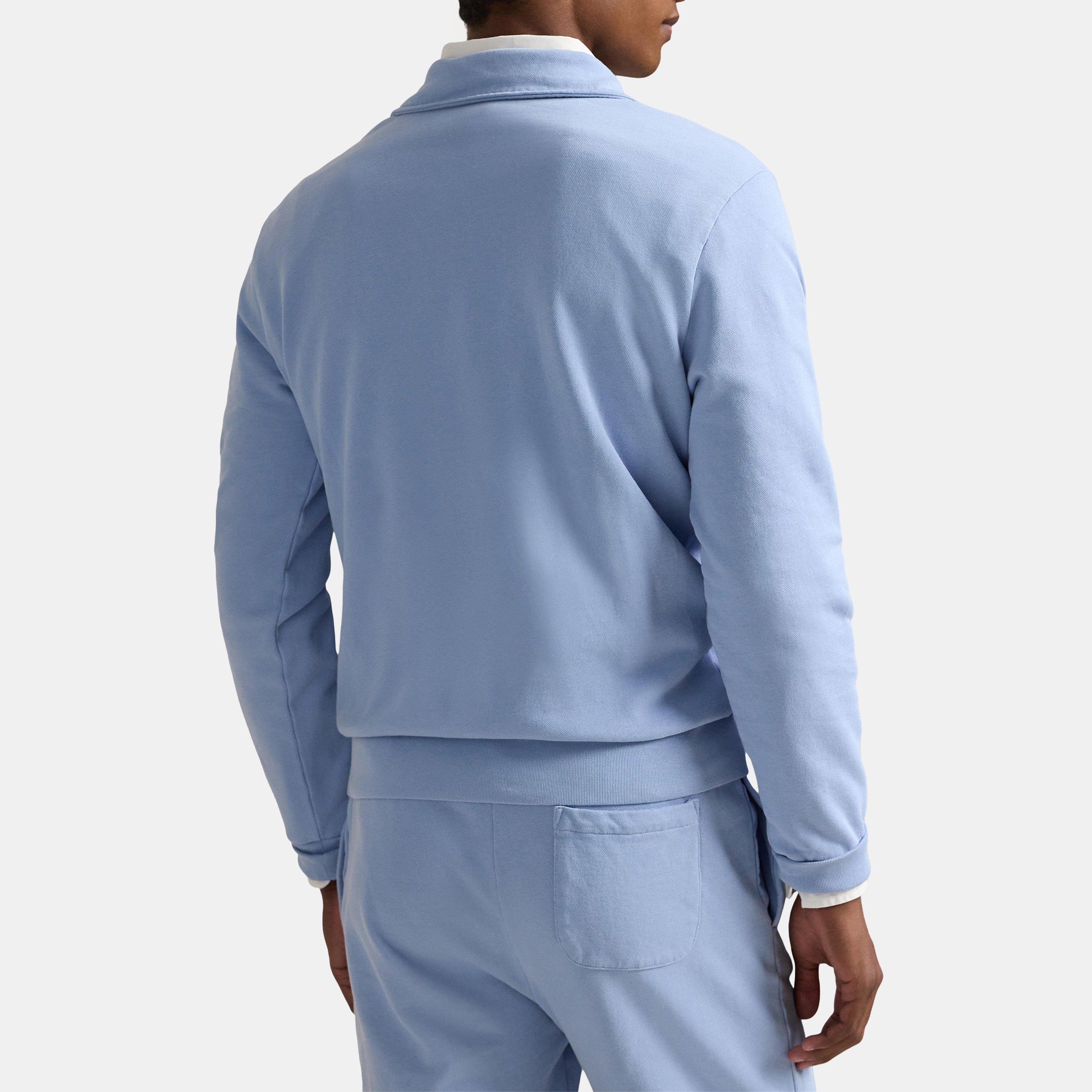 Chambray Blue - Polo Ralph Lauren - Loopback Terry Cotton Quarter Zip Sweater - 3