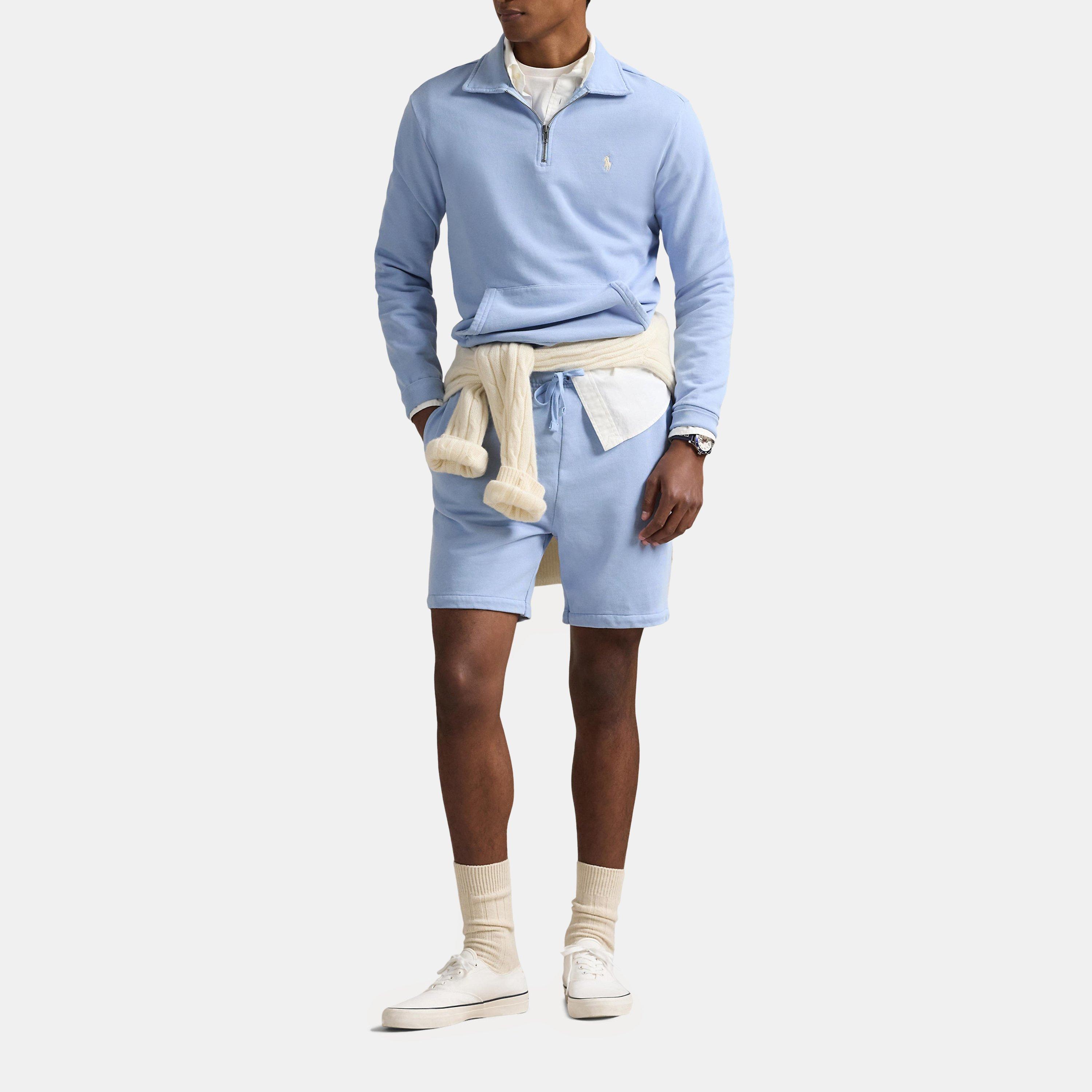 Chambray Blue - Polo Ralph Lauren - Loopback Terry Cotton Quarter Zip Sweater - 4