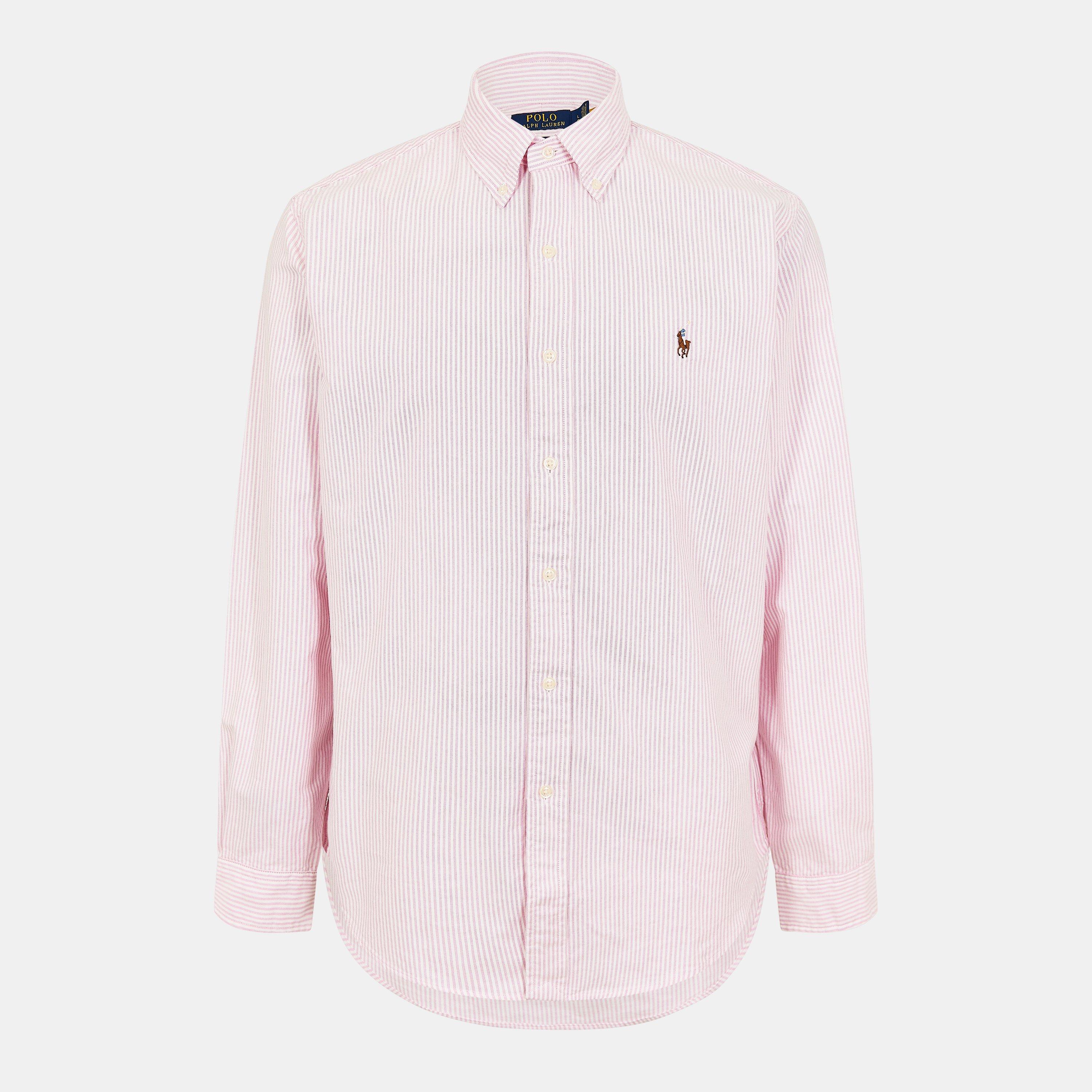 New Rose/White - Polo Ralph Lauren - Men's Oxford Striped Long-Sleeve Patterned Shirt - 1