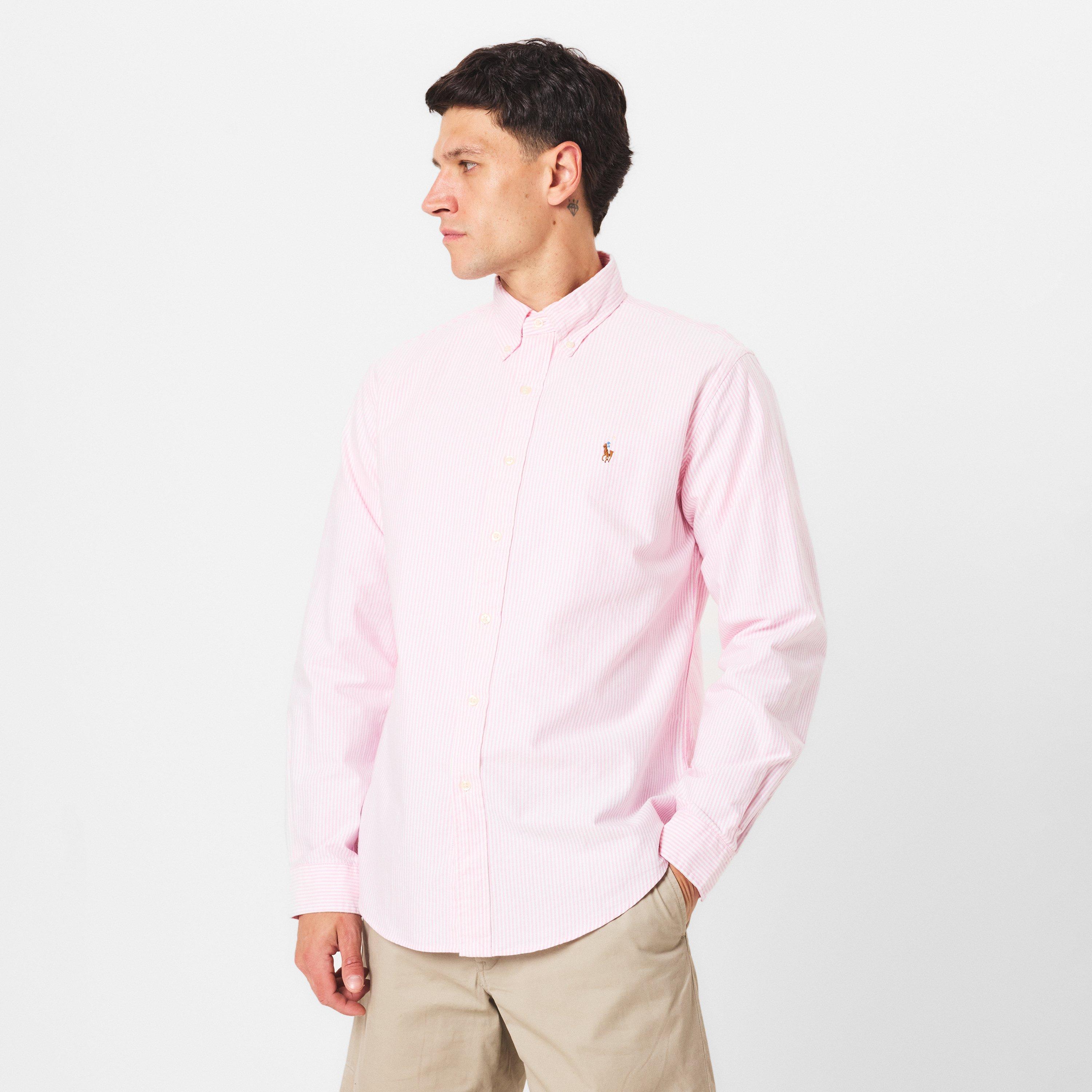 New Rose/White - Polo Ralph Lauren - Men's Oxford Striped Long-Sleeve Patterned Shirt - 3