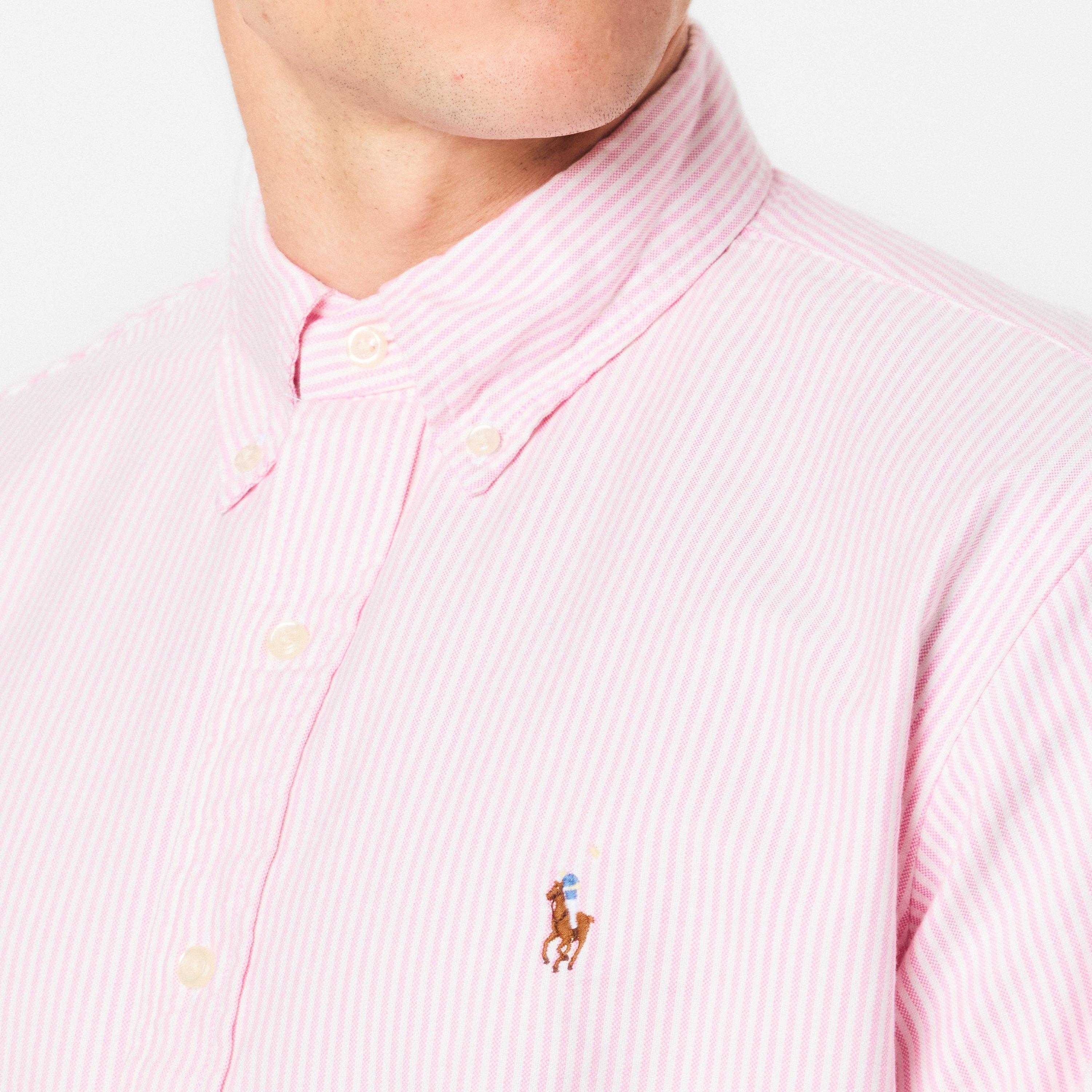 New Rose/White - Polo Ralph Lauren - Men's Oxford Striped Long-Sleeve Patterned Shirt - 5