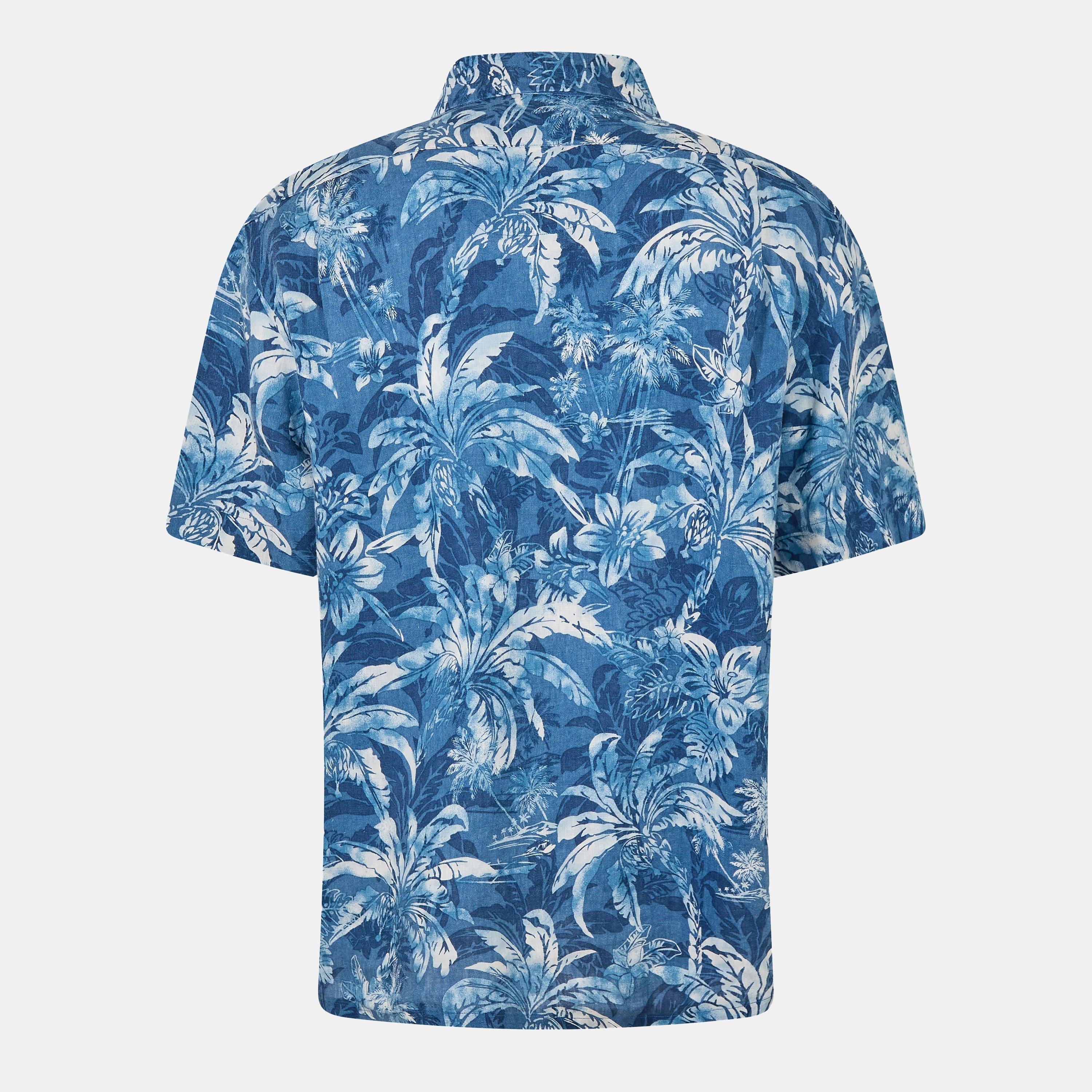 Indigo Palm - Polo Ralph Lauren - Men's Linen Palm Short-Sleeve Patterned Shirt - 2