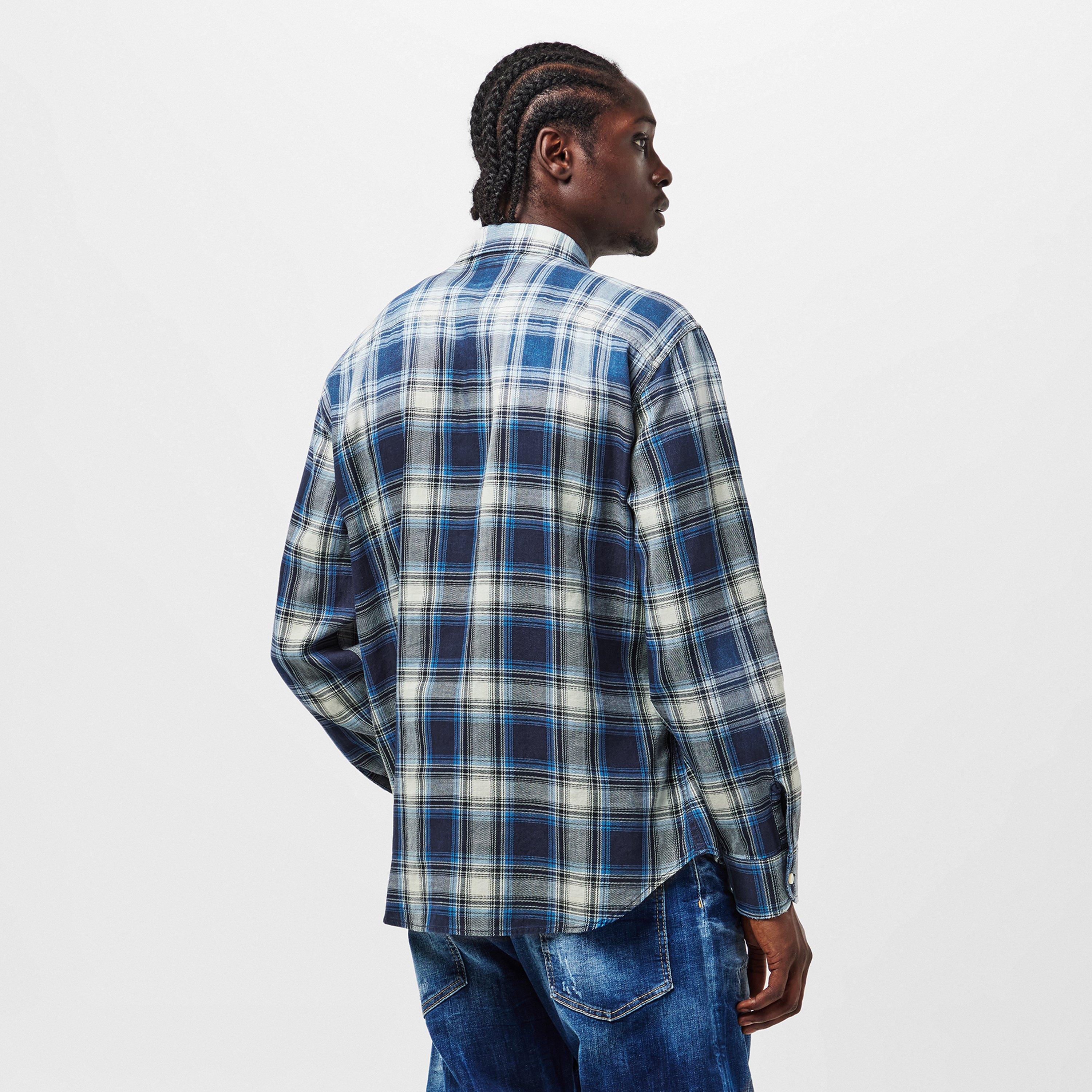 Indigo Check - DSquared2 - Men's DSQ Vintage Long-Sleeve Patterned Shirt - 4