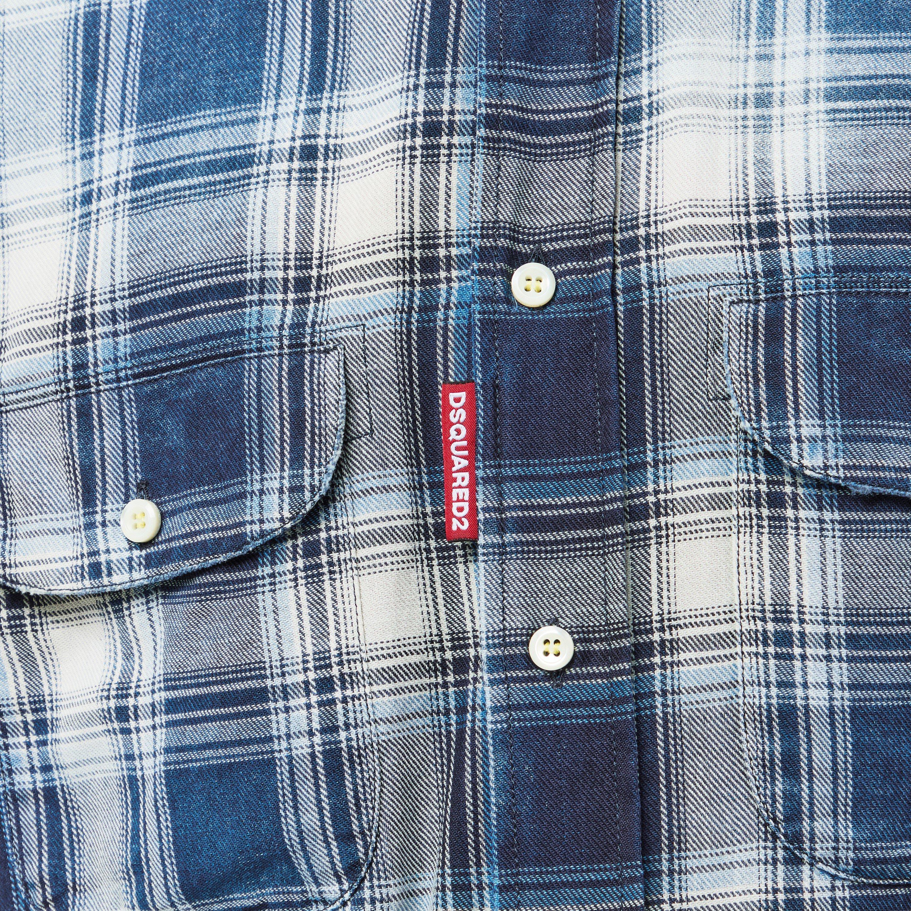 Indigo Check - DSquared2 - Men's DSQ Vintage Long-Sleeve Patterned Shirt - 5