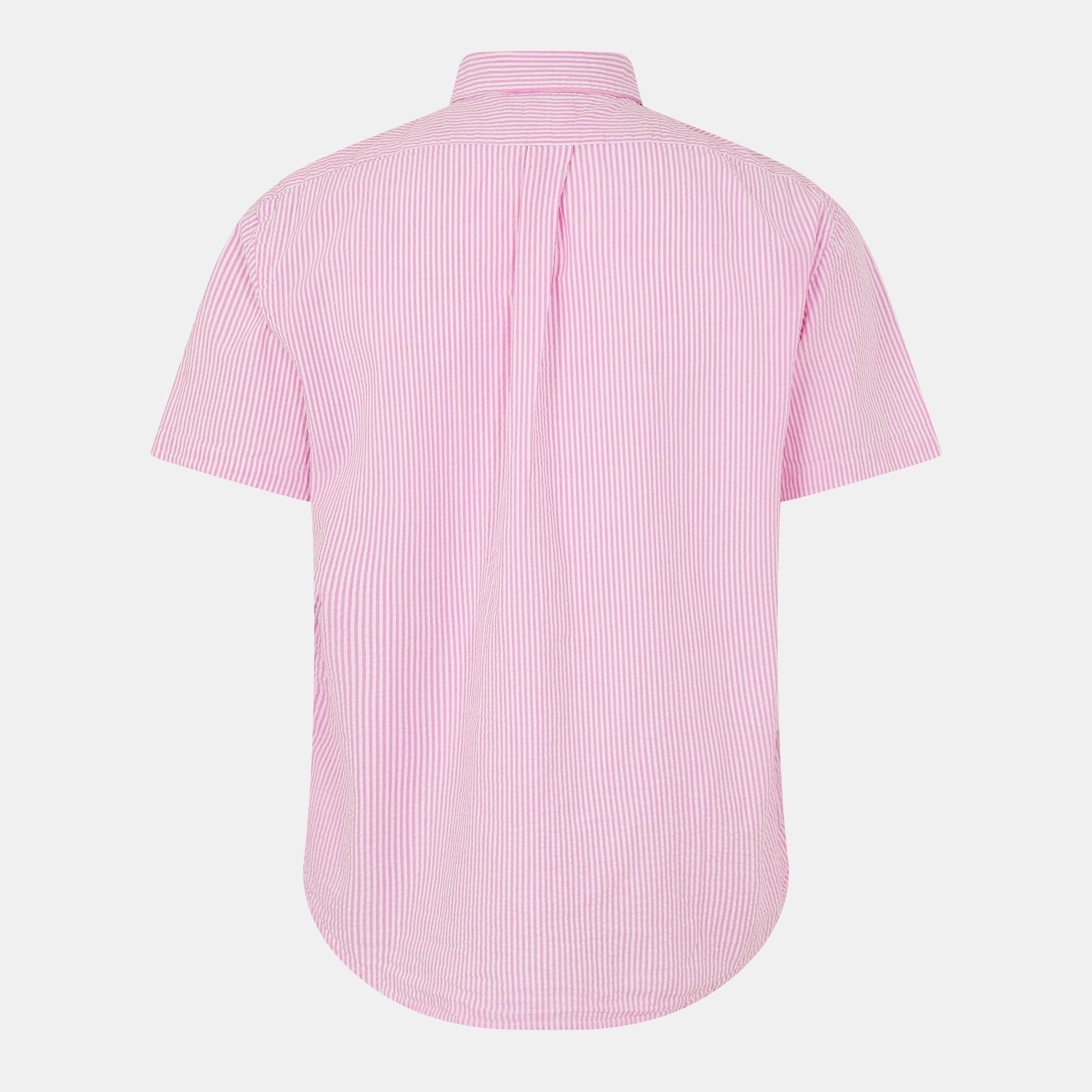 Rose/White - Polo Ralph Lauren - Men's Striped Seersucker Short-Sleeve Patterned Shirt - 2