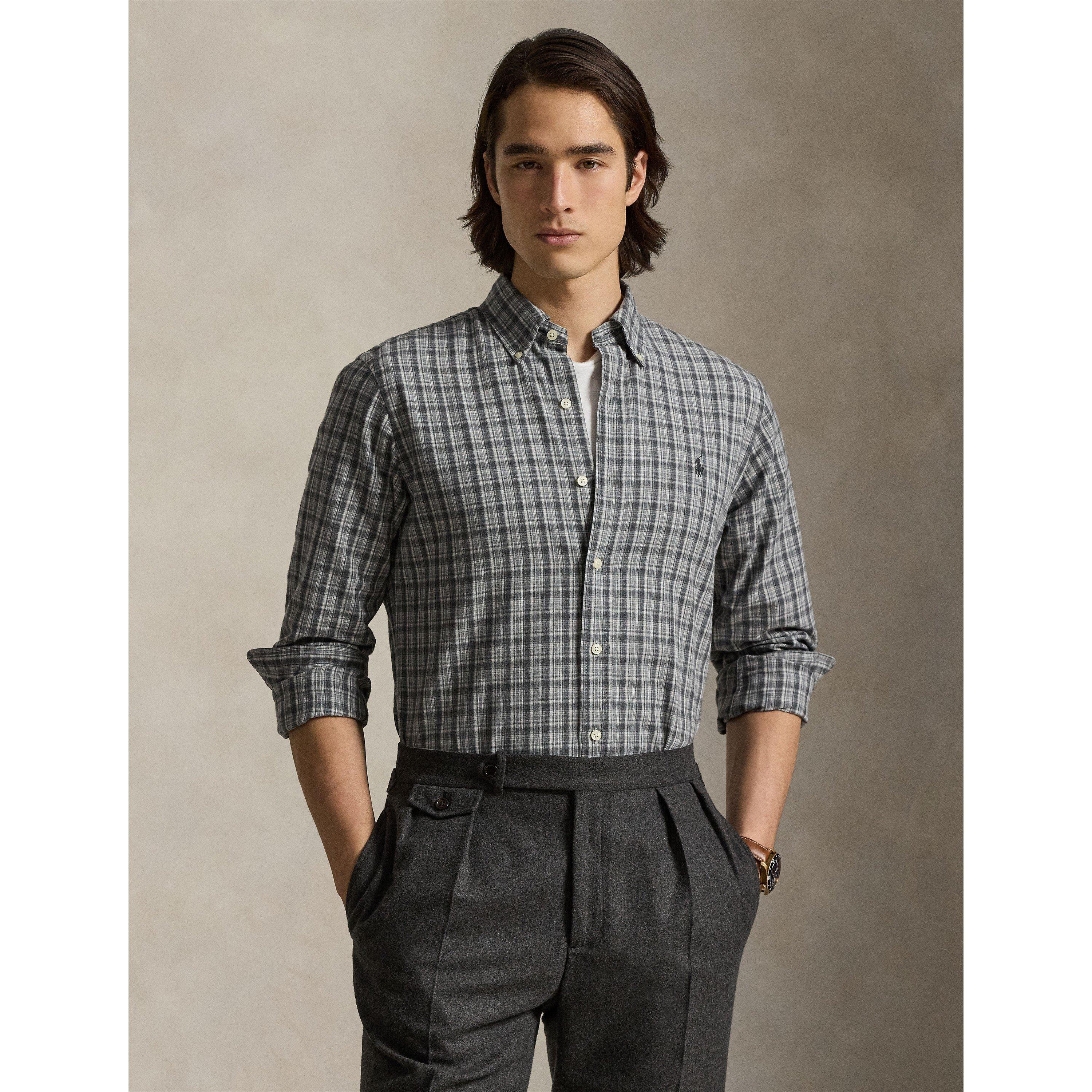 Grey Heather - Polo Ralph Lauren - Men's BrushOxf Long Sleeve Patterned Shirt - 2
