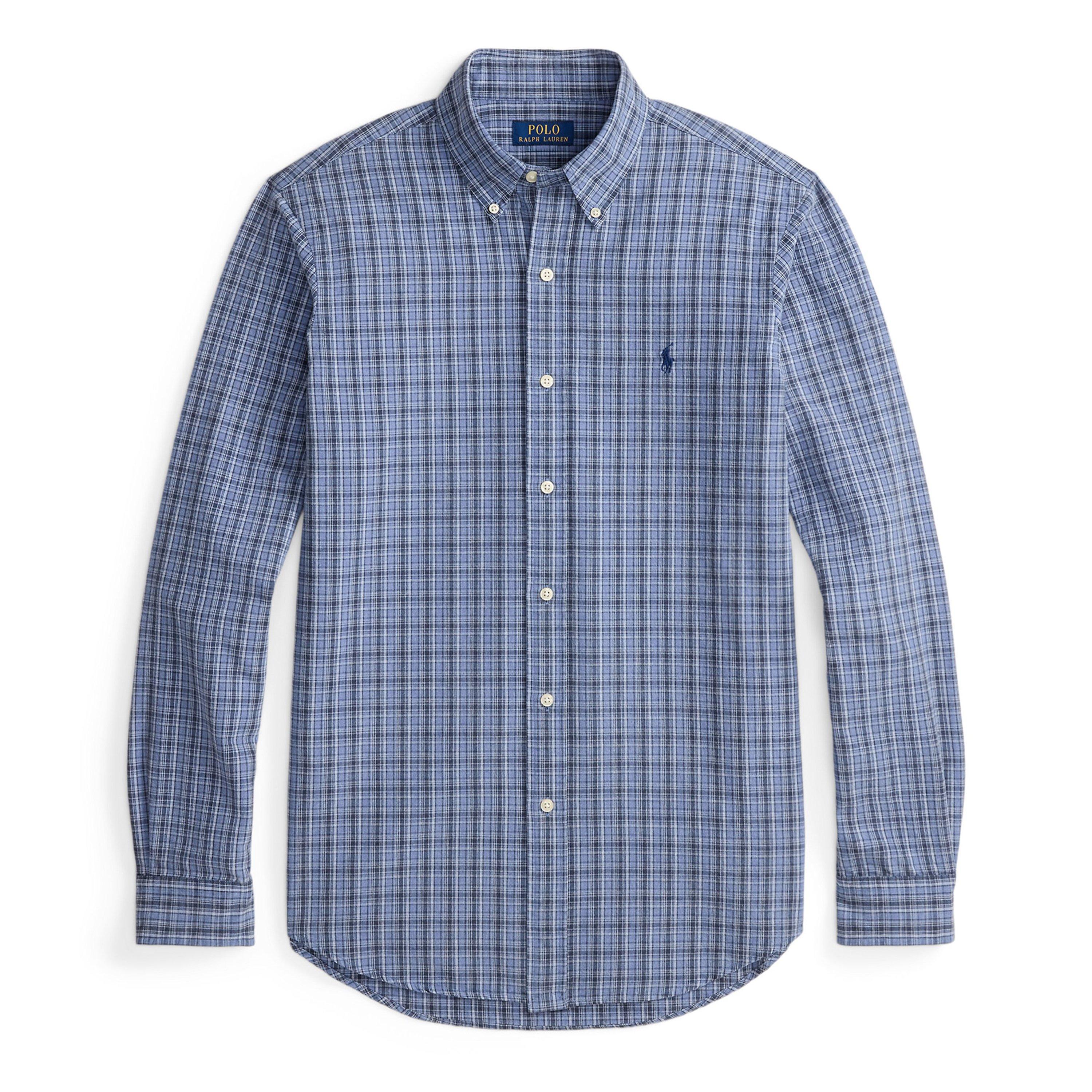 Blue Heather - Polo Ralph Lauren - Men's BrushOxf Long Sleeve Patterned Shirt - 1