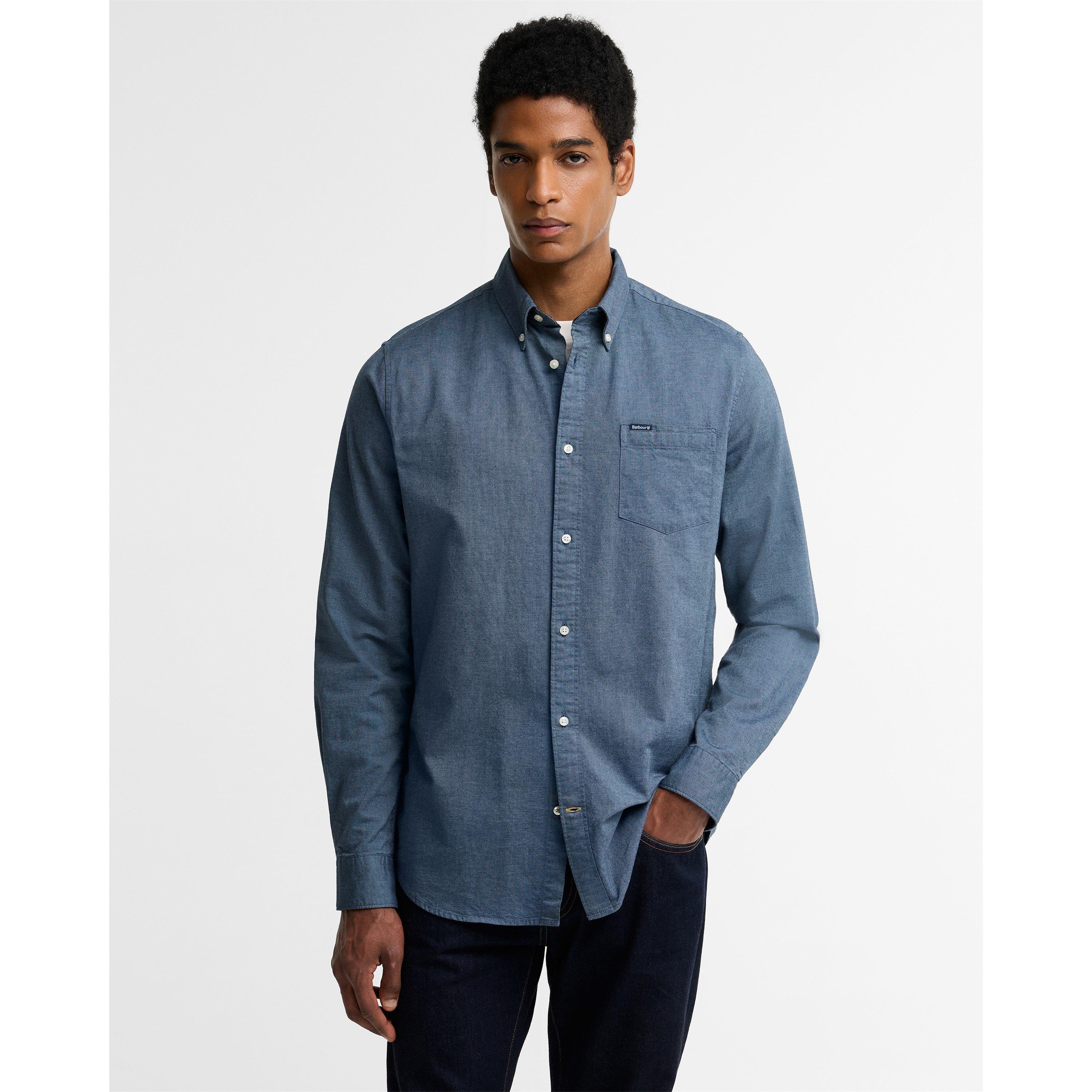 Tarn Blue - Barbour - Men's Marsden Cotton Long-Sleeve Tailored-Fit Oxford Shirt - 3