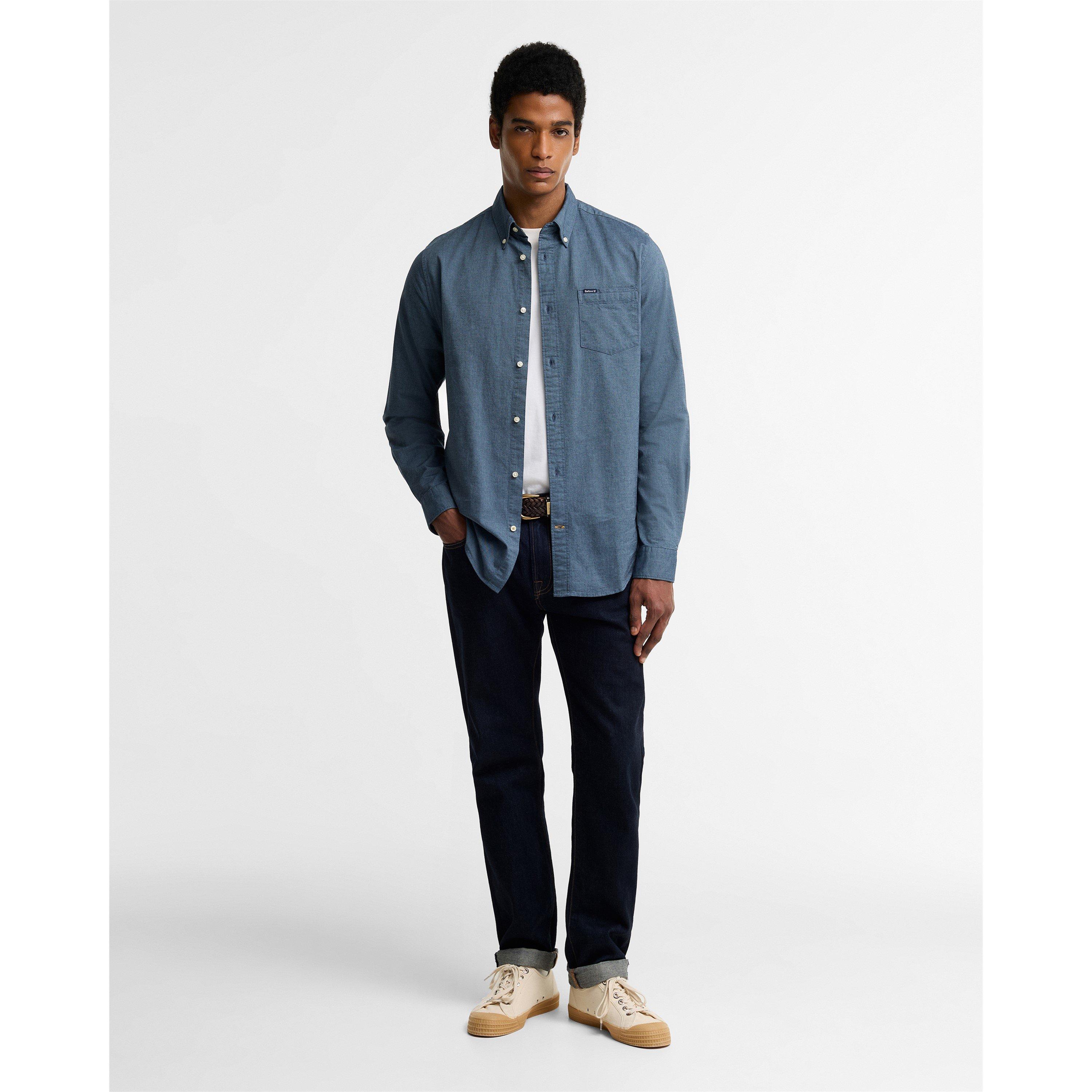 Tarn Blue - Barbour - Men's Marsden Cotton Long-Sleeve Tailored-Fit Oxford Shirt - 7