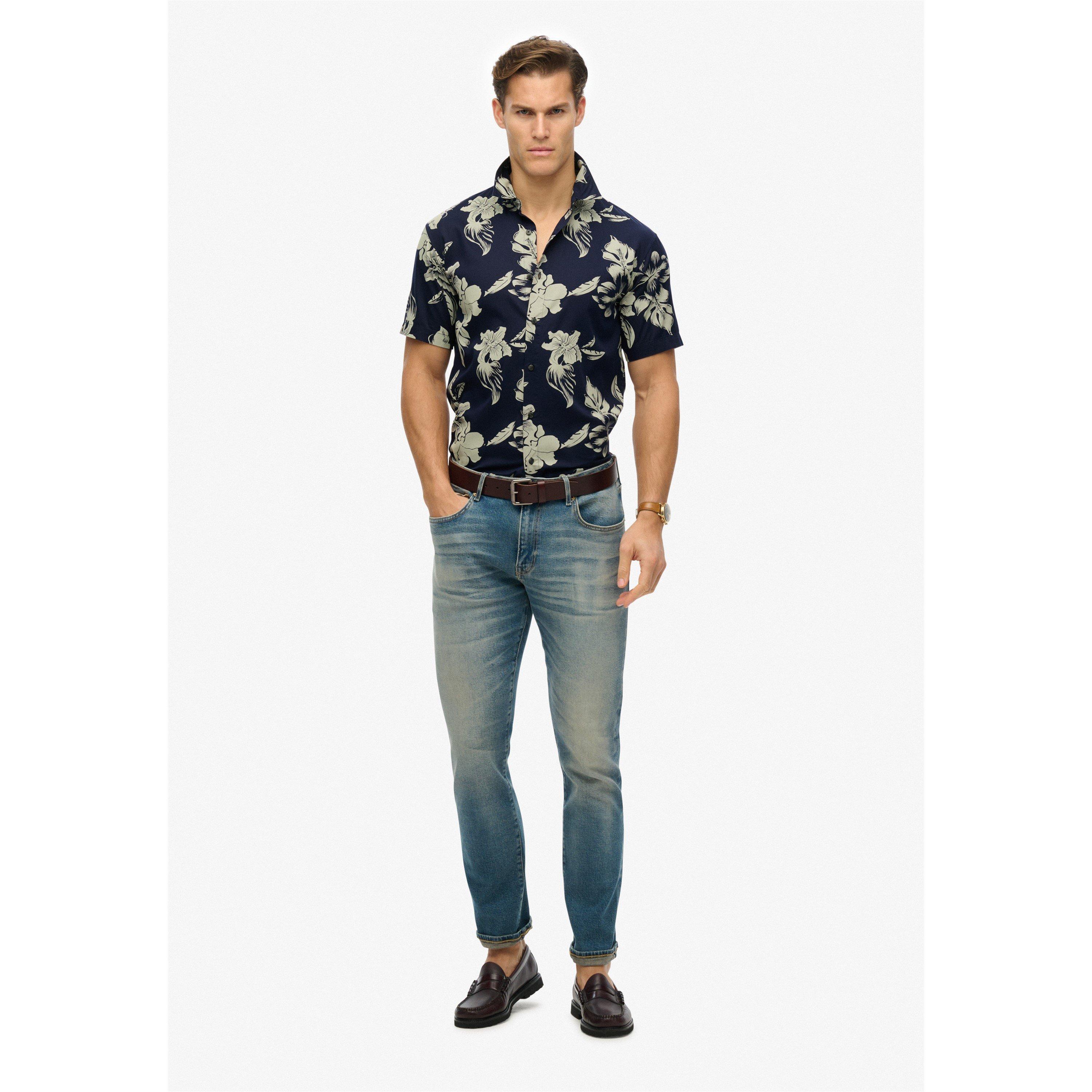 Preto - Superdry - Men's Short-Sleeve Patterned Shirt - 5