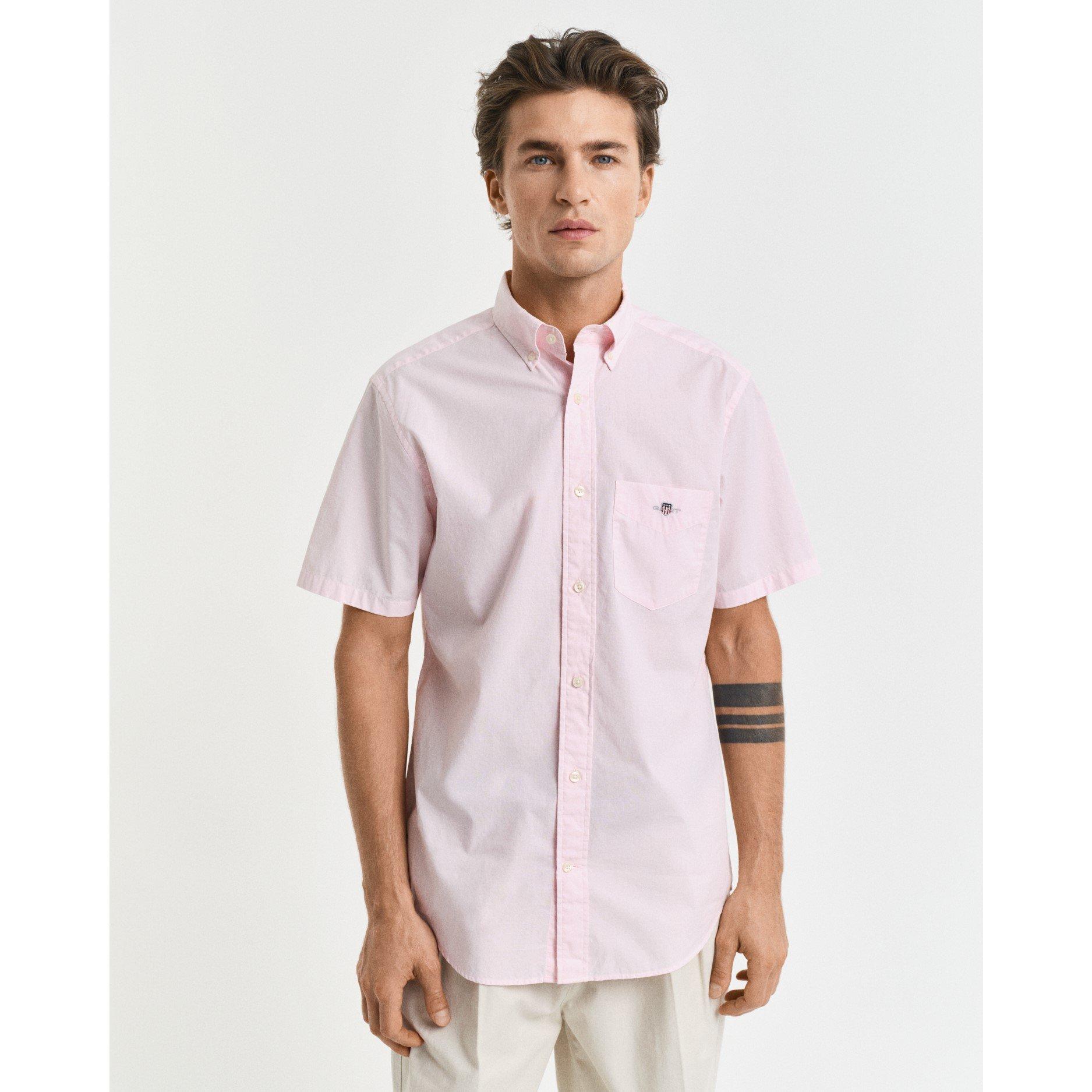 Light Pink - Gant - Regular Fit Classic Poplin Short Sleeve Shirt - 2