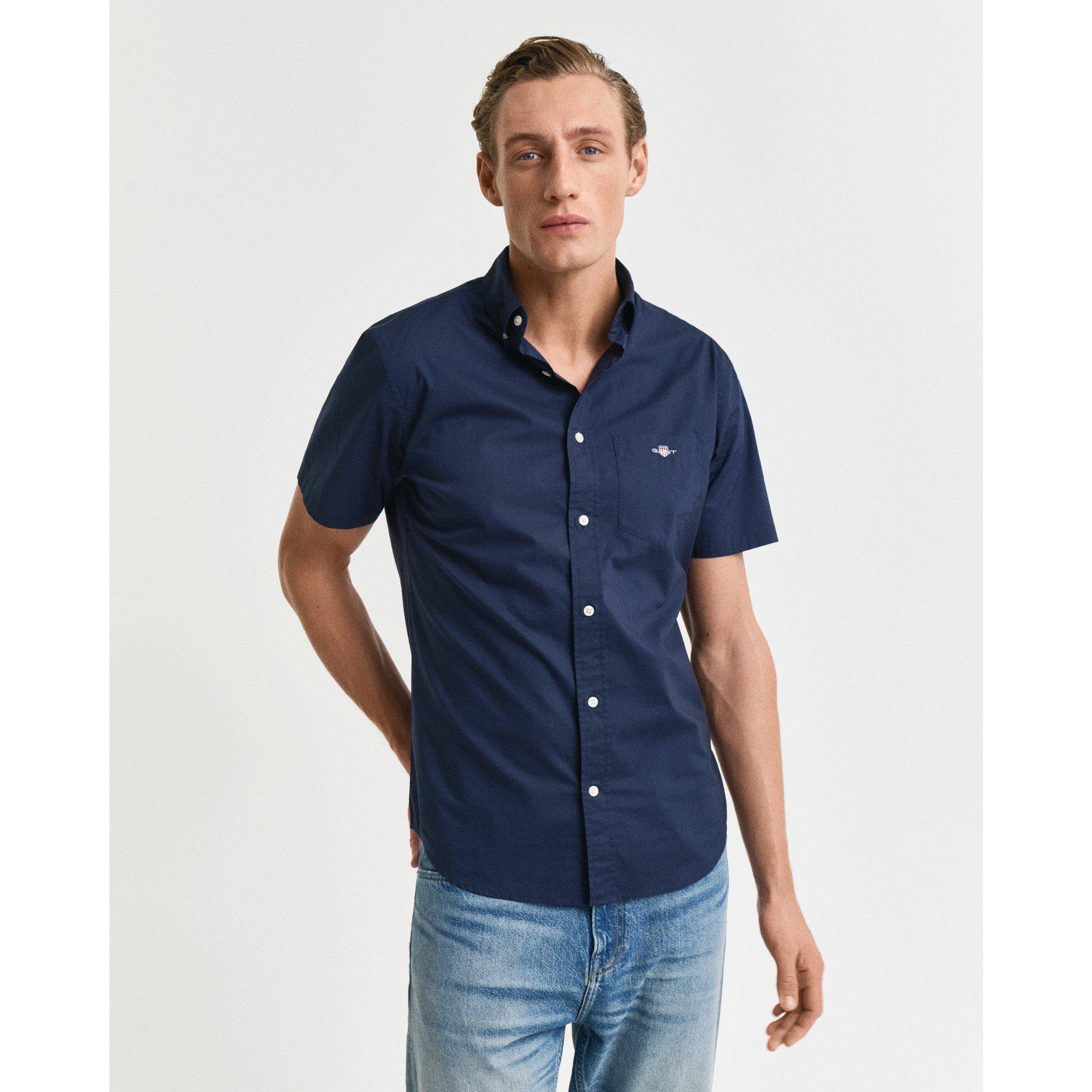 Gant Men's Marine Regular Poplin Short Sleeved Shirt - Image 3