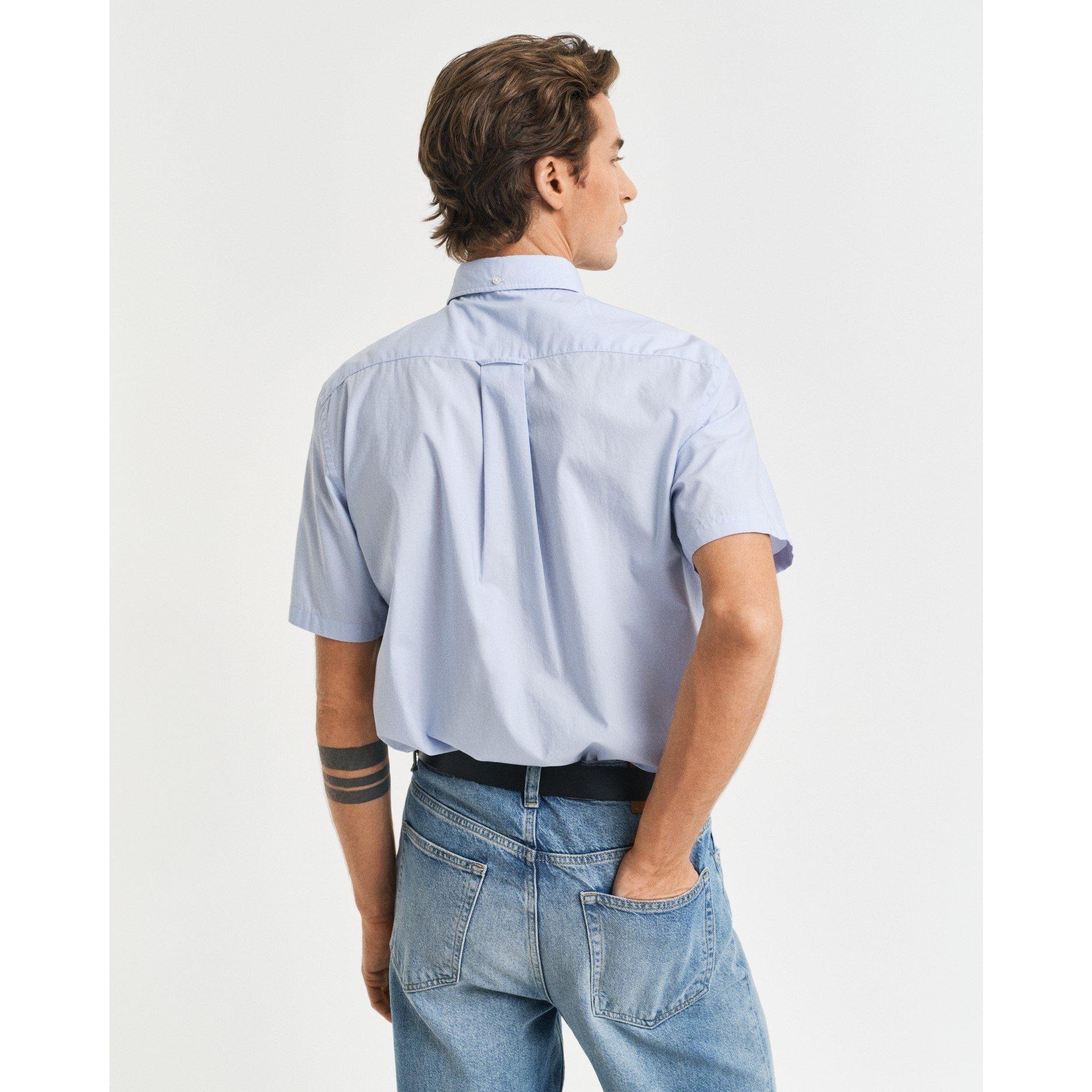 Light Blue - Gant - Regular Fit Classic Poplin Short Sleeve Shirt - 3