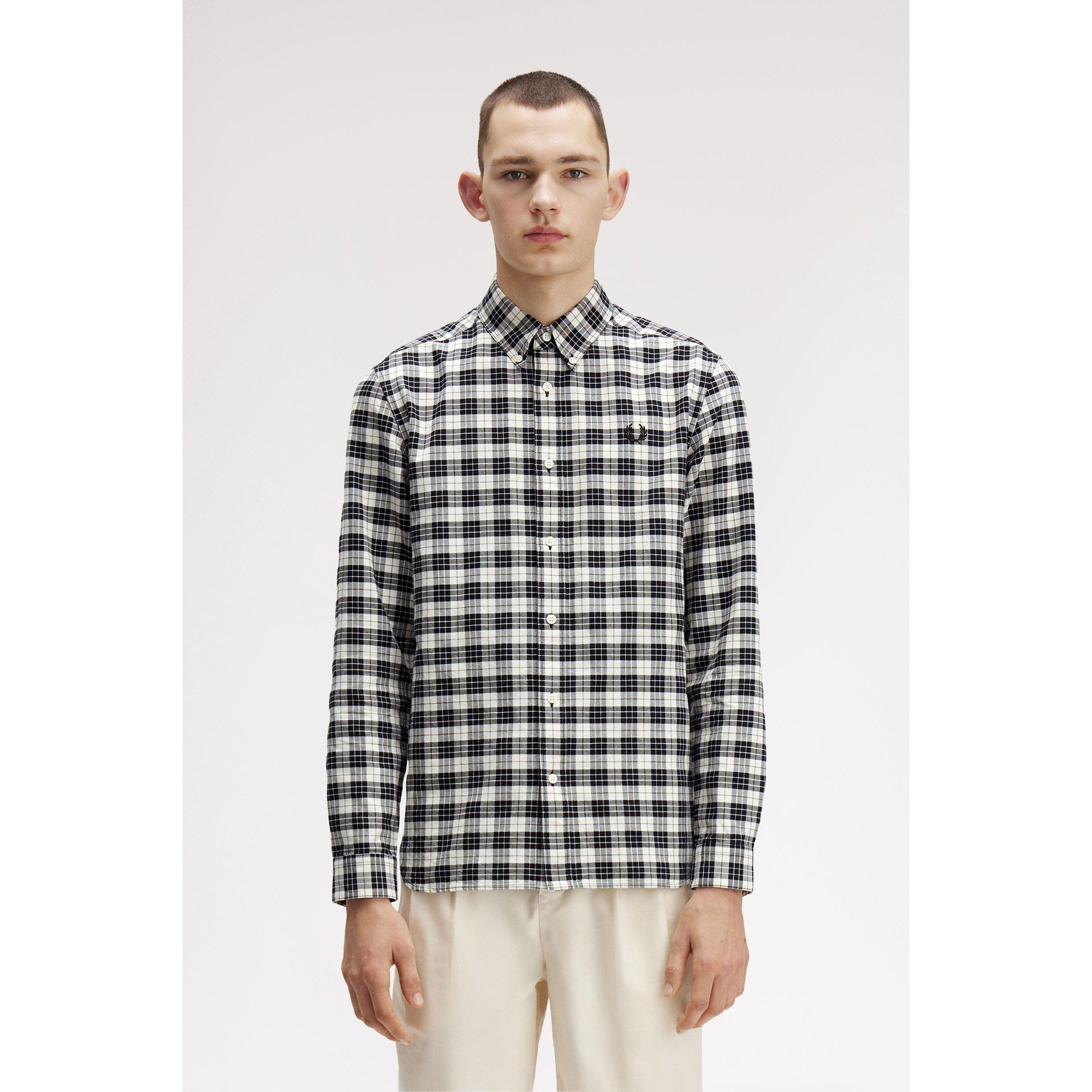 Ecru 560 - Fred Perry - Men's Tartan Long-Sleeve Oxford Shirt - 3