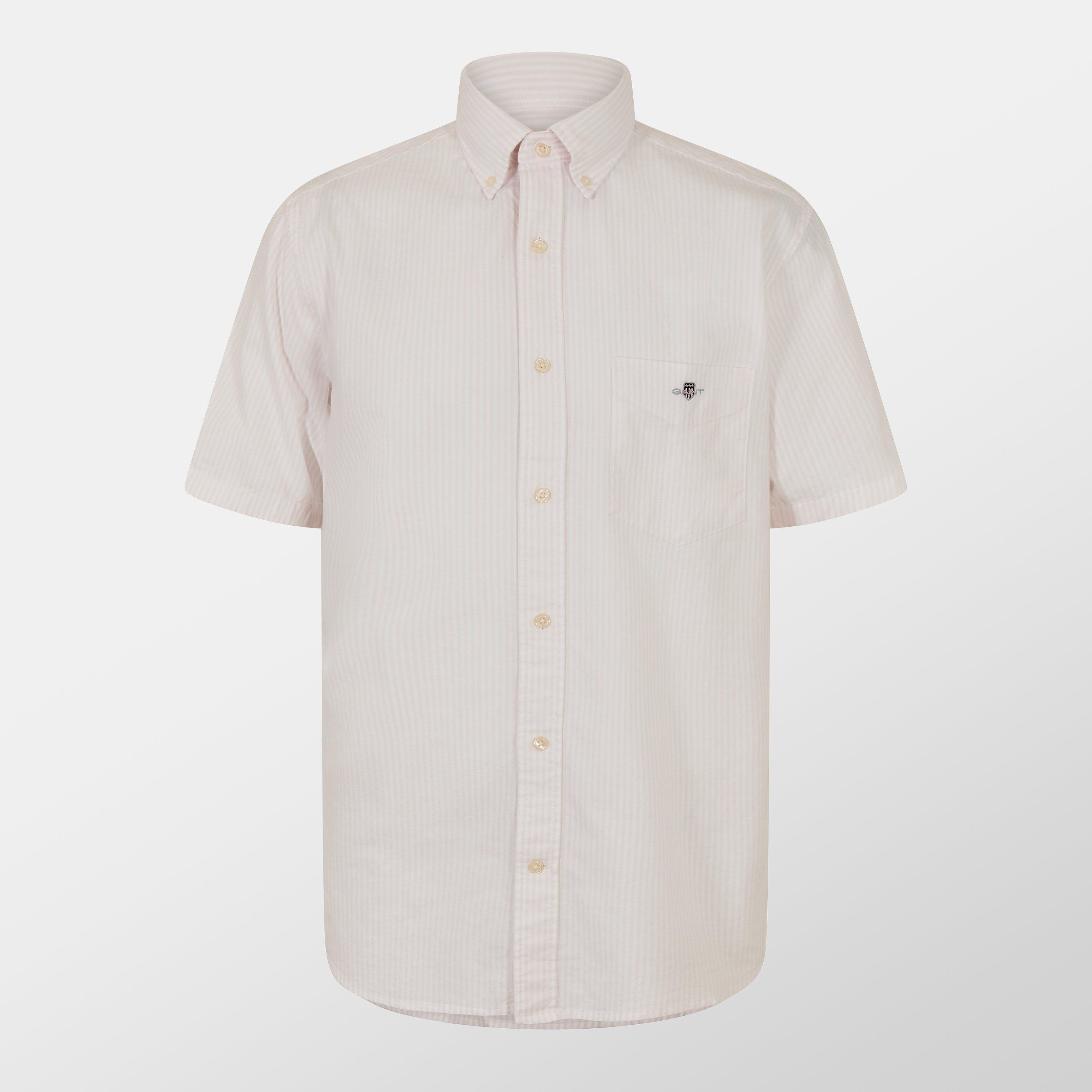 Gant Regular Fit Striped Classic Oxford Short Sleeve Shirt - Light Pink - M