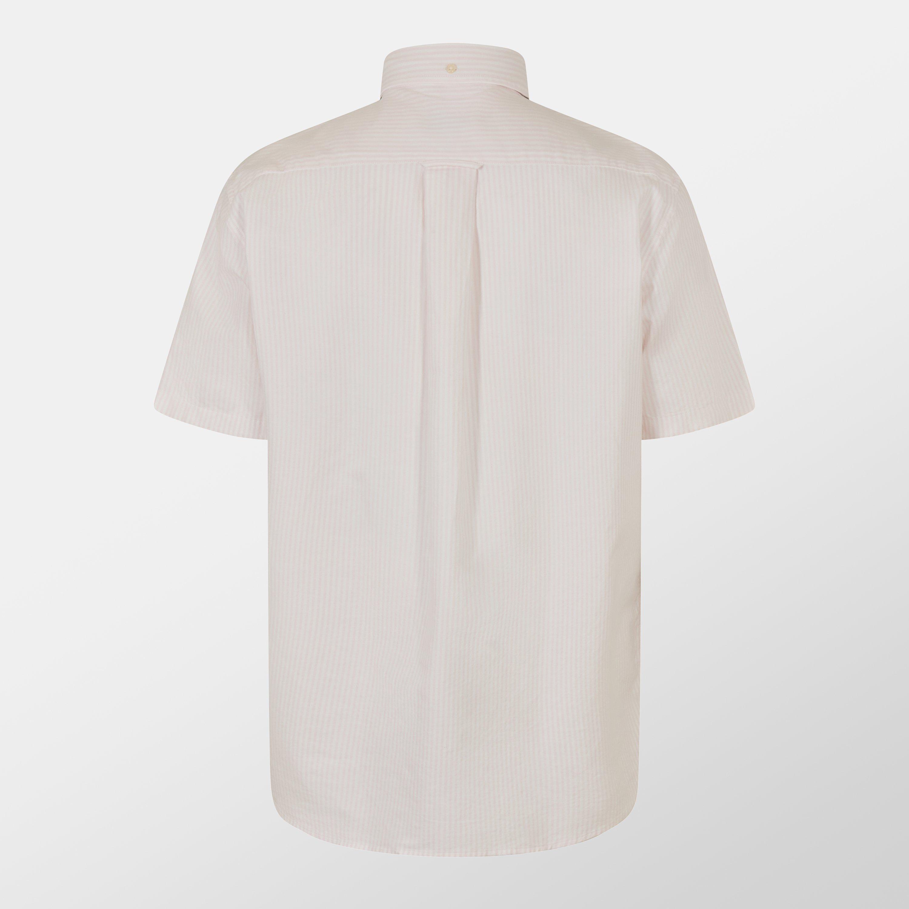 Light Pink - Gant - Regular Fit Striped Classic Oxford Short Sleeve Shirt - 2