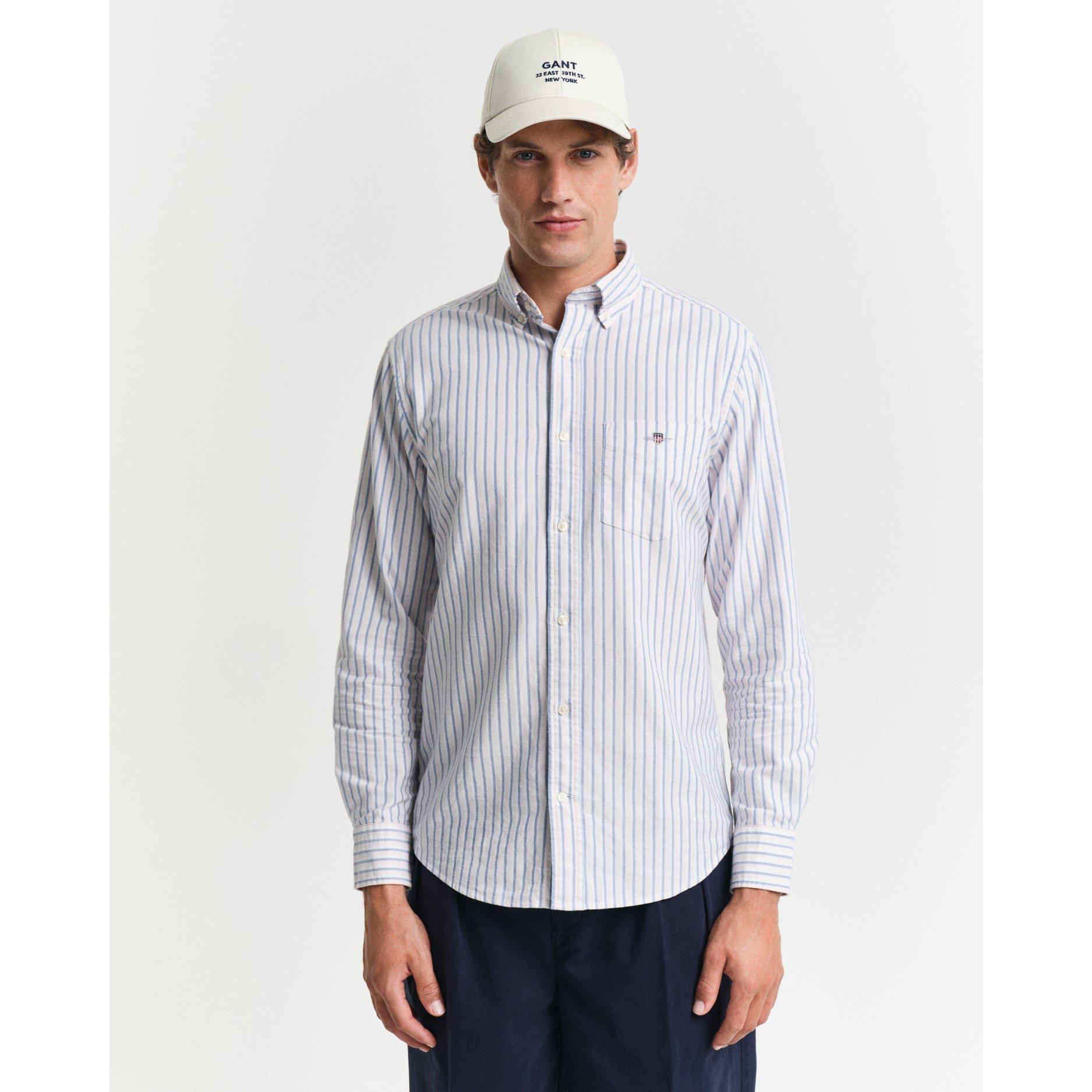 Light Pink - Gant - Regular Fit Striped Classic Oxford Shirt - 2