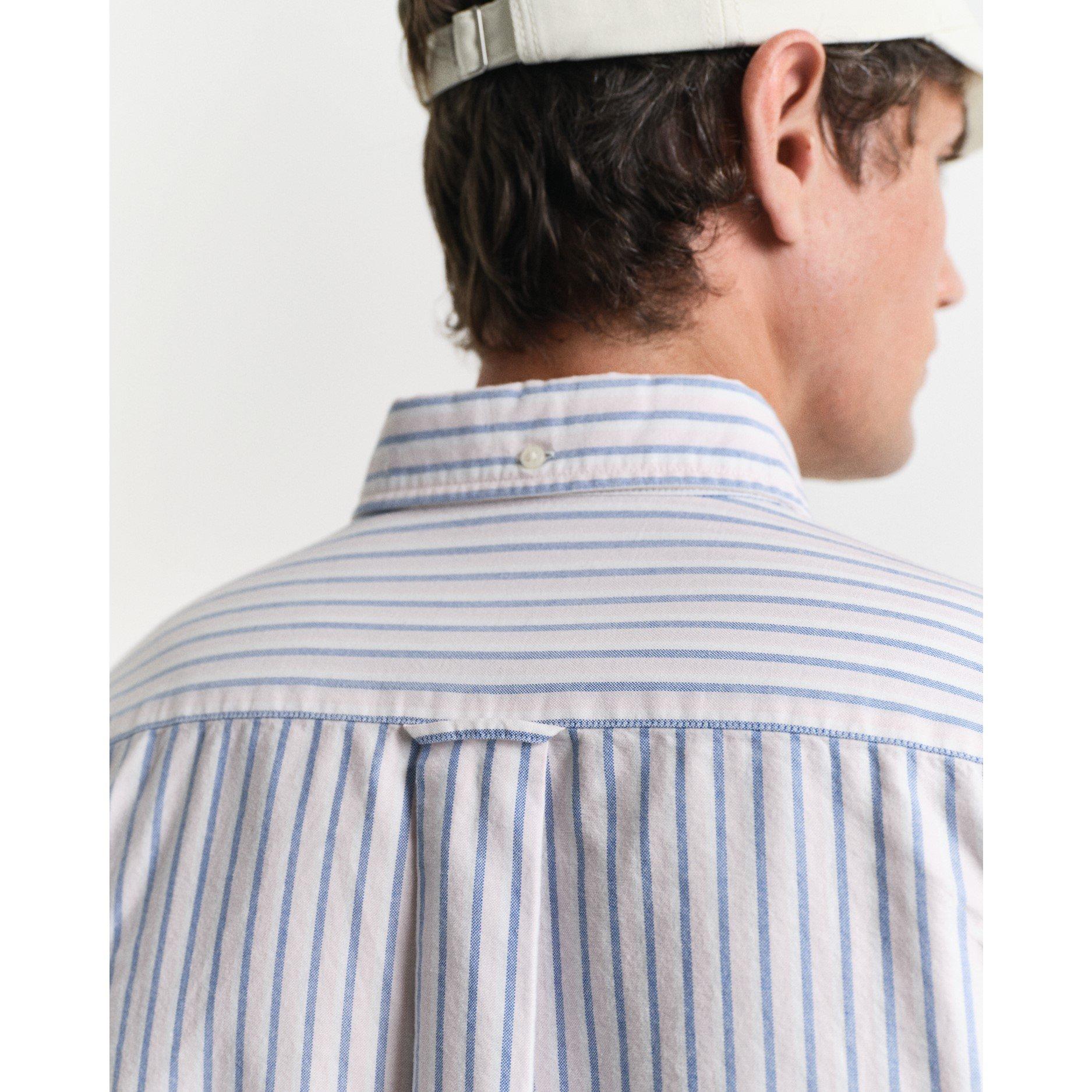 Light Pink - Gant - Regular Fit Striped Classic Oxford Shirt - 5