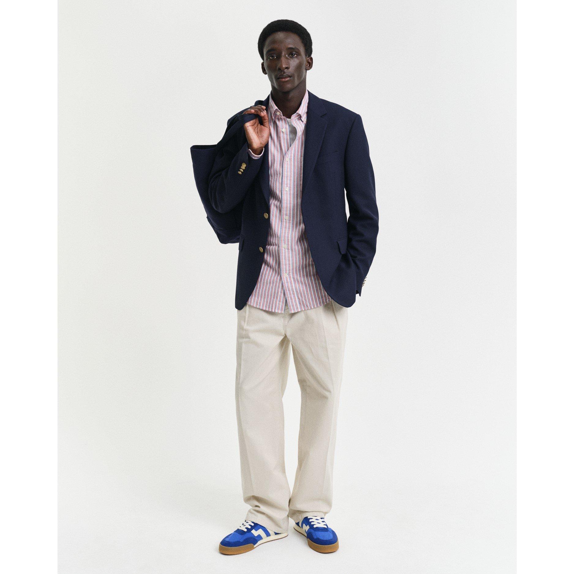 Robijnrood - Gant - Regular Fit Striped Classic Oxford Shirt - 5