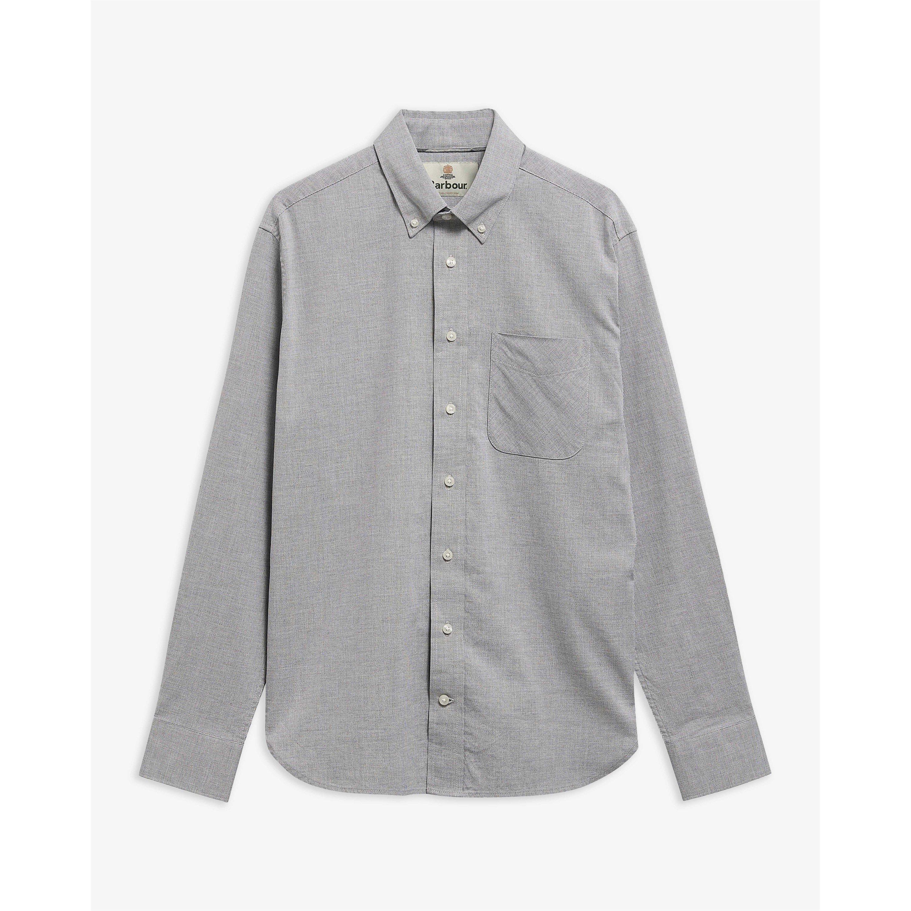Grey Marl - Barbour - Men's Nevis Authentic Long-Sleeve Cotton Textured Shirt - 2