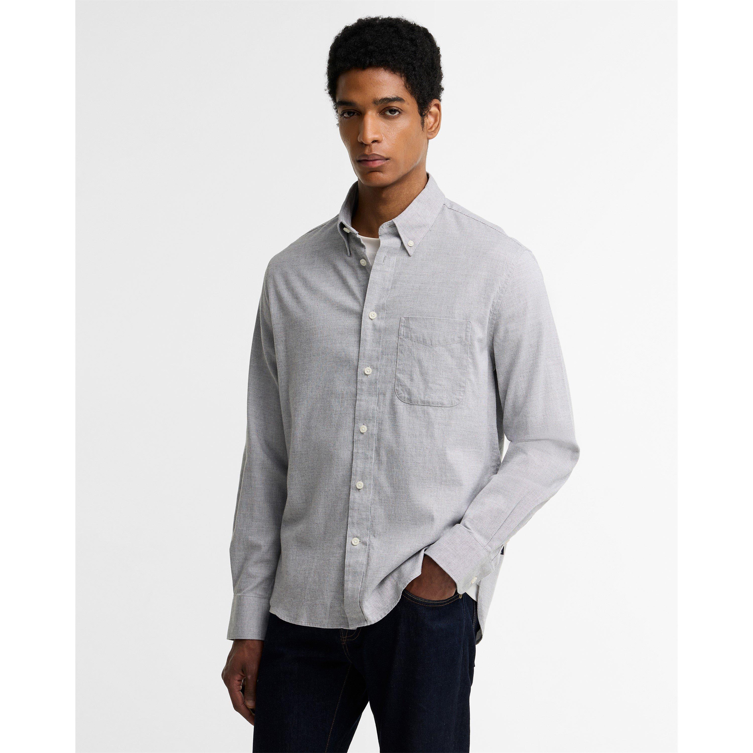 Grey Marl - Barbour - Men's Nevis Authentic Long-Sleeve Cotton Textured Shirt - 3