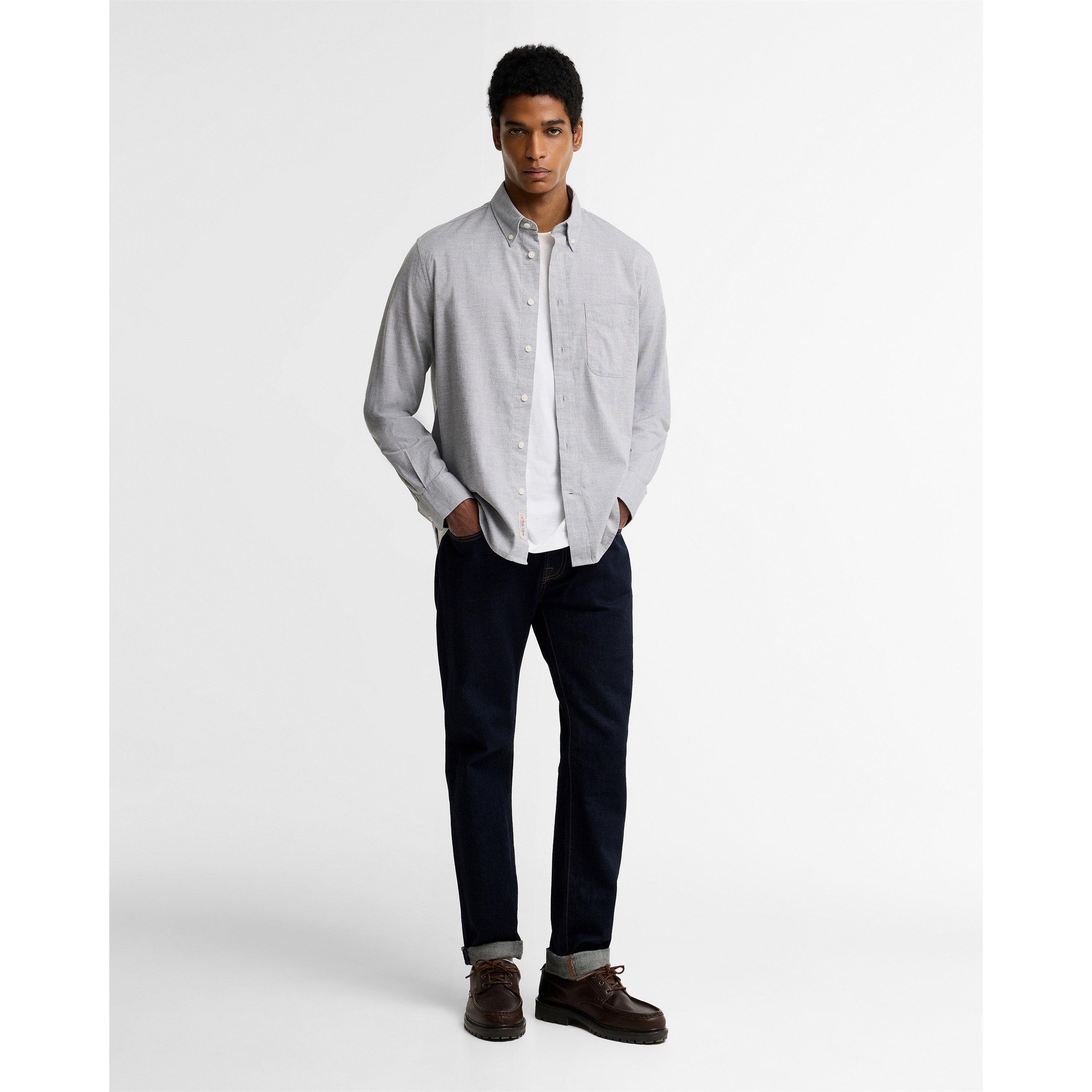 Grey Marl - Barbour - Men's Nevis Authentic Long-Sleeve Cotton Textured Shirt - 7