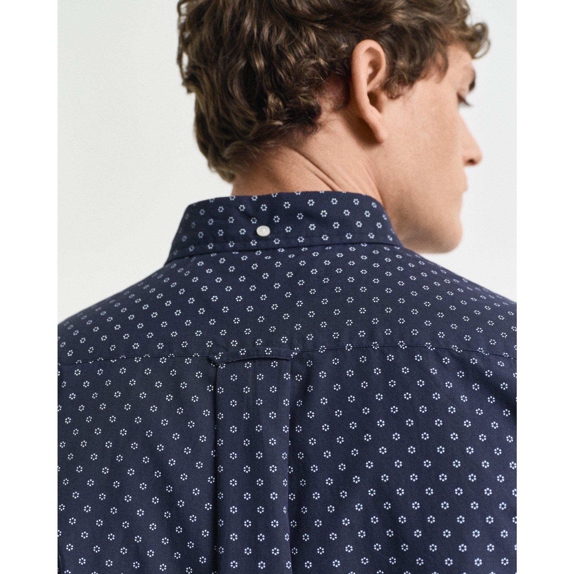 Avondblauw - Gant - Men's Micro Print Short-Sleeve Patterned Shirt - 5