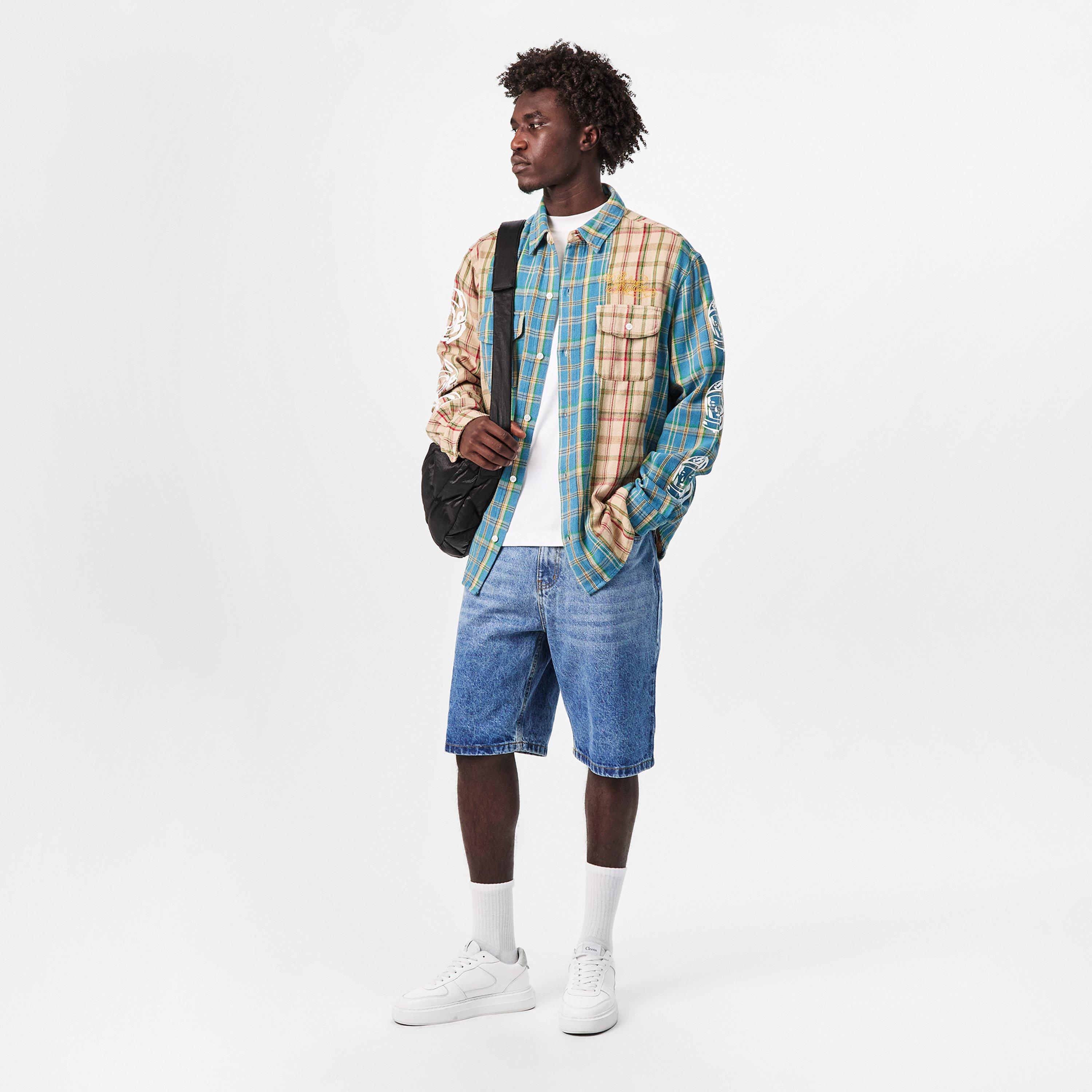 Multi Check - Billionaire Boys Club - Men's BBC Panelled Long-Sleeve Patterned Shirt - 6