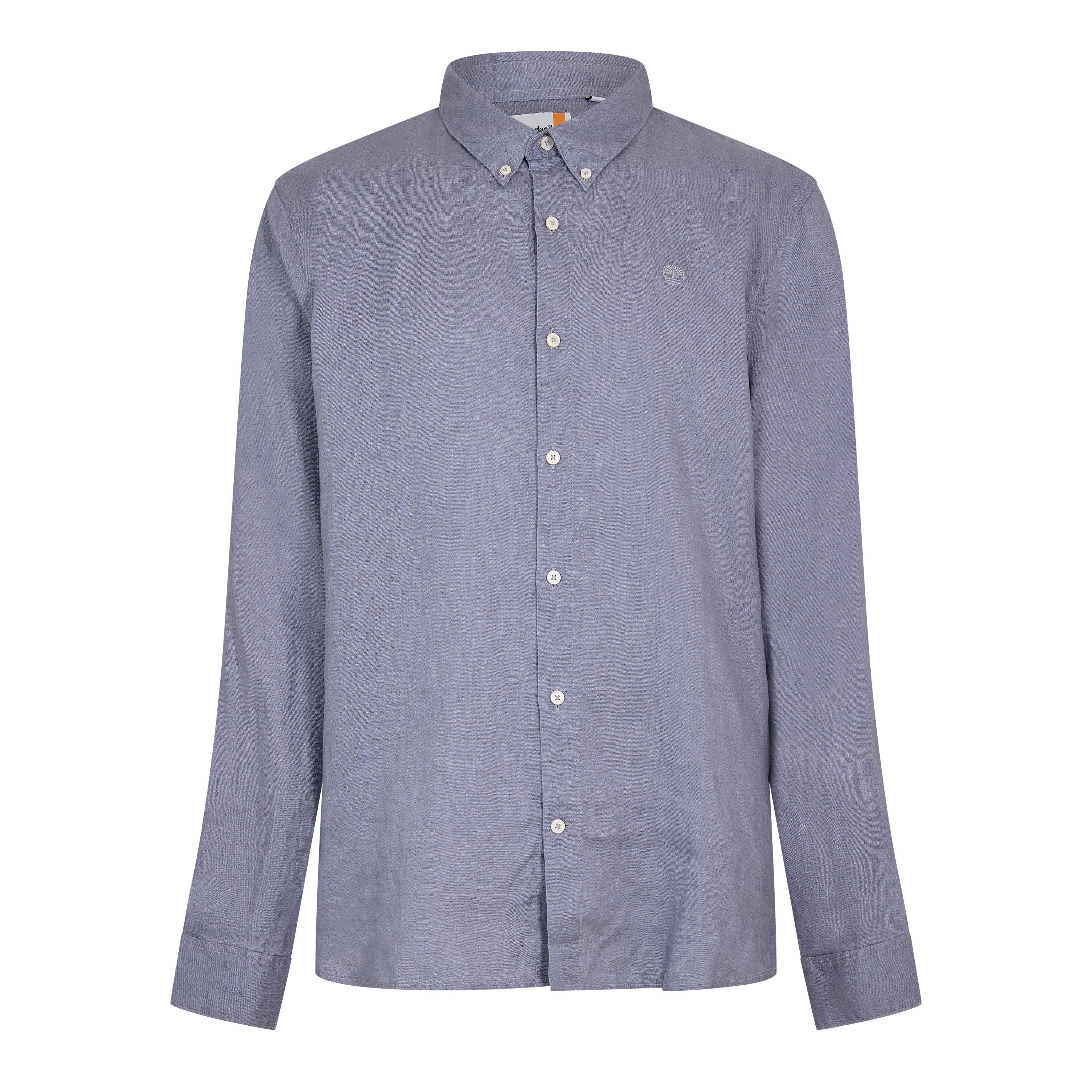 Men's Mill Brook Linen Leaf Green Long-Sleeve Plain Shirt