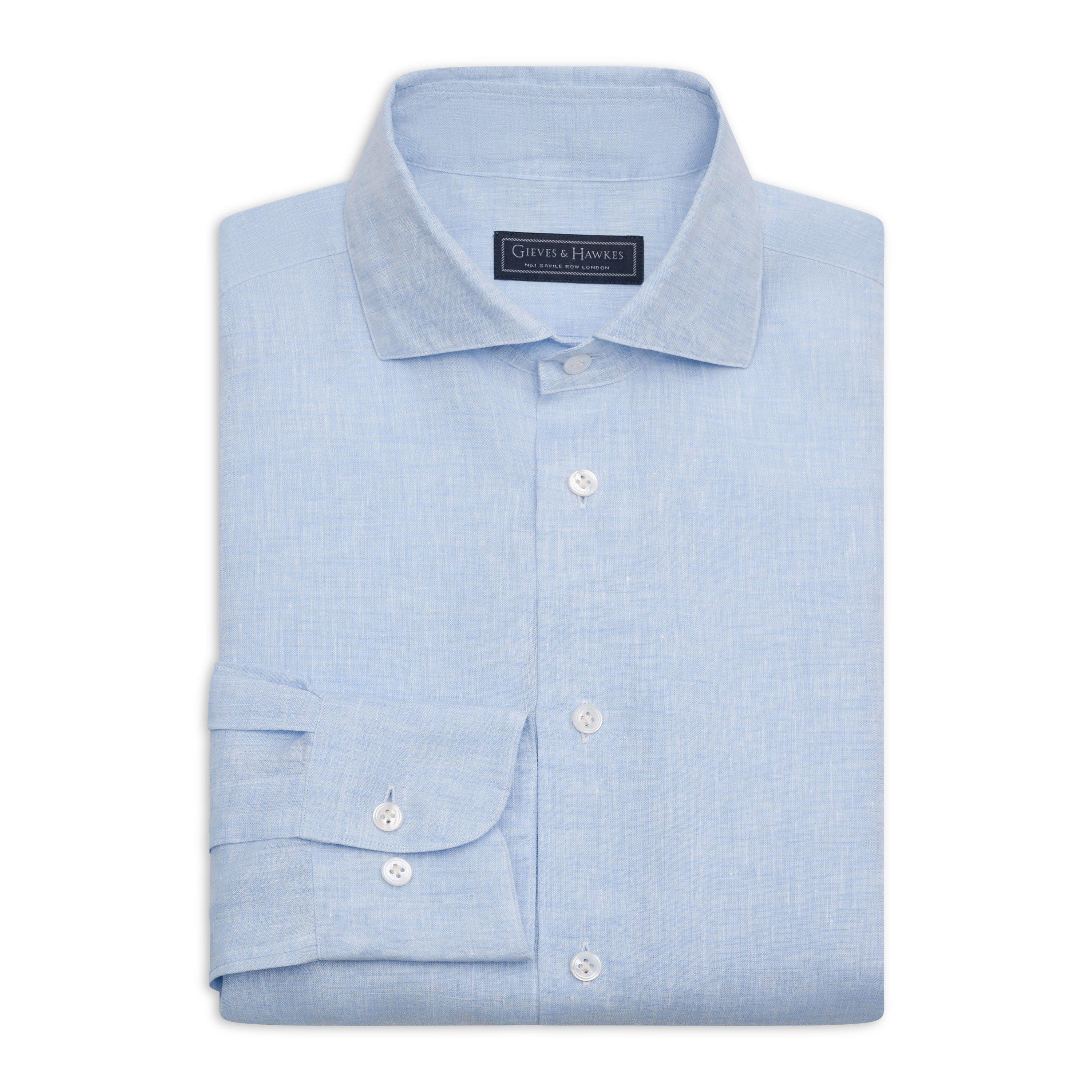 Light Blue - Gieves and Hawkes - Men's Long Sleeve Plain Shirt - 3