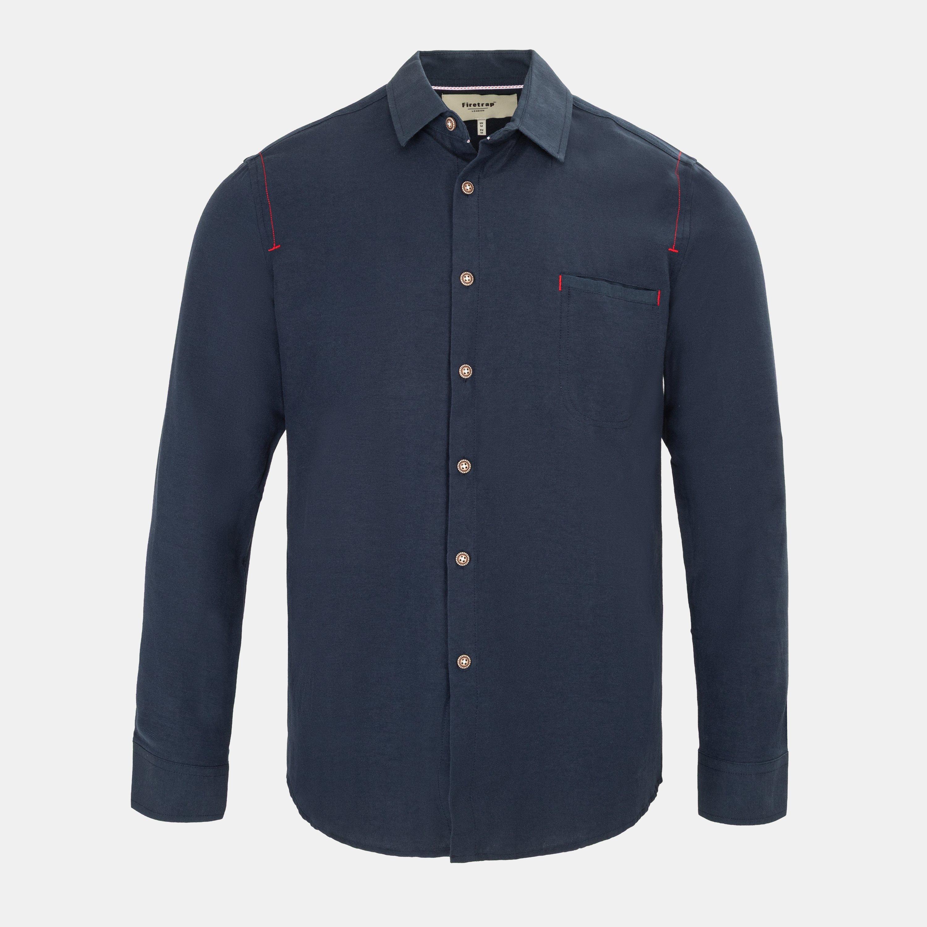 Navy - Firetrap - Plain Shirt - 1