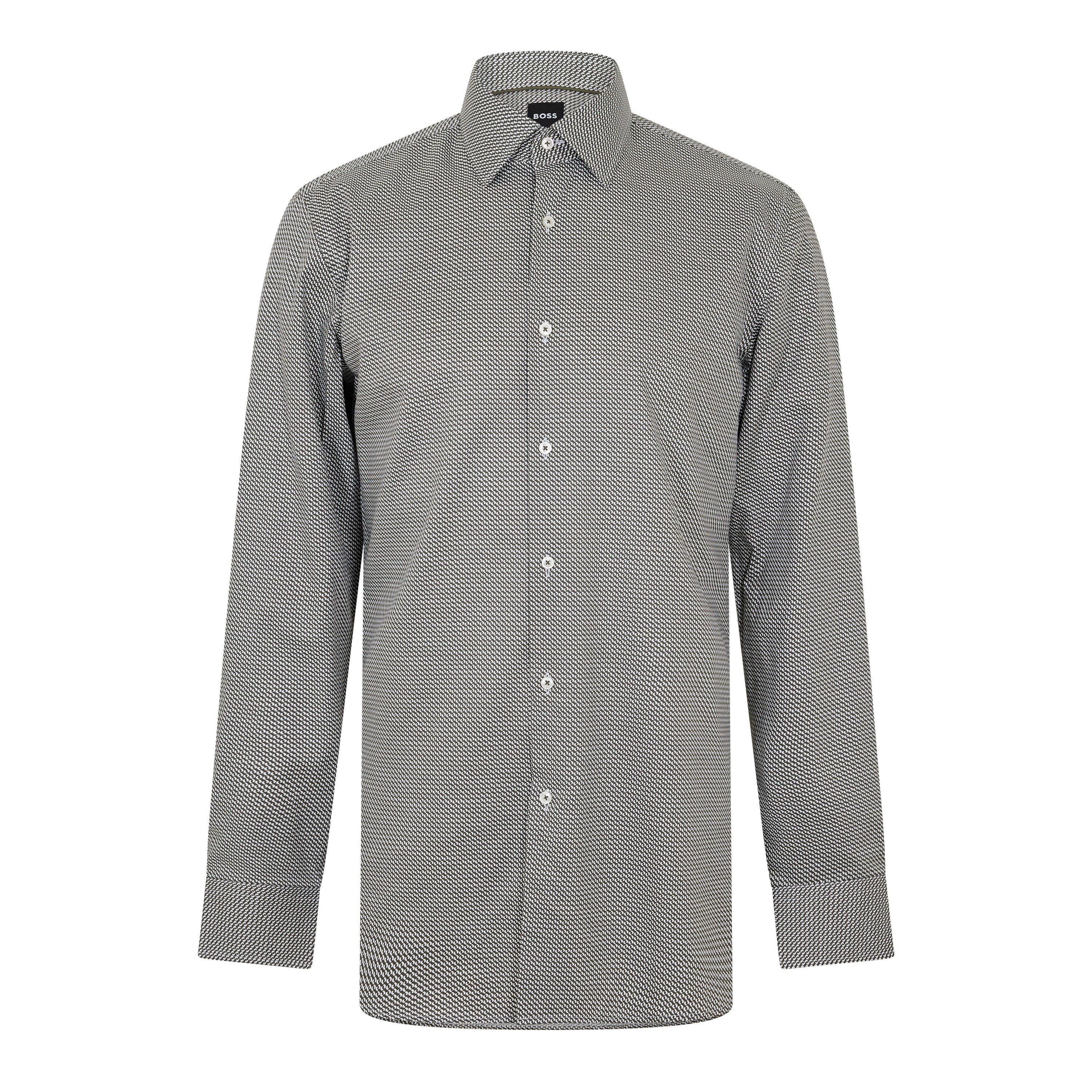 Dark Green - Boss - Men's Hank Kent Oxford Shirt, Comfortable Regular-Fit - 1