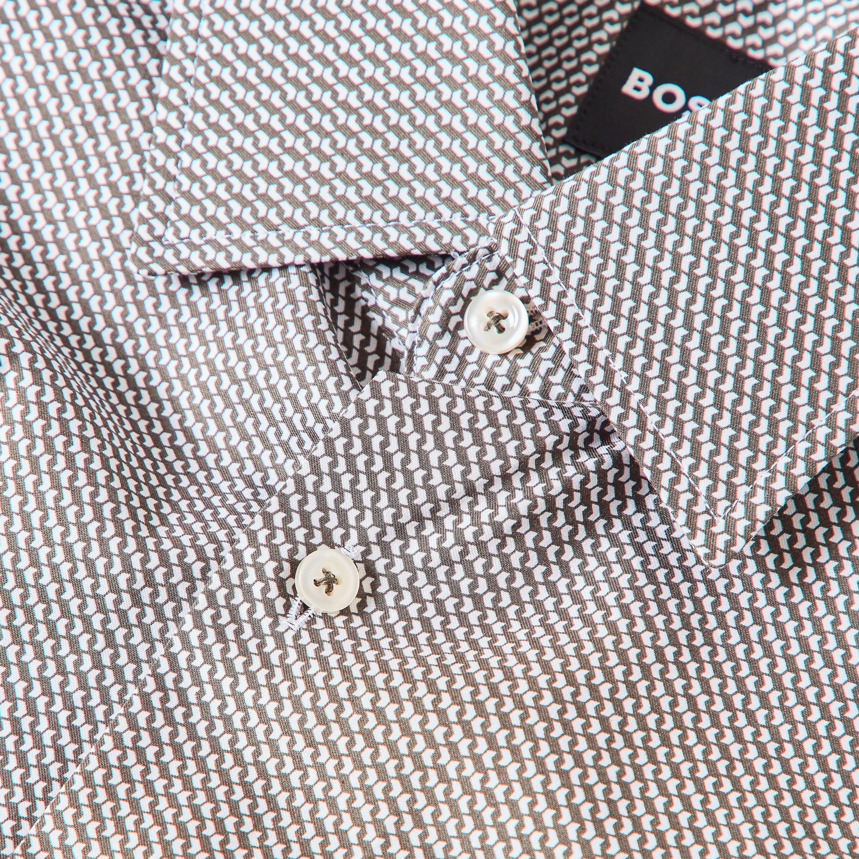 Dark Green - Boss - Men's Hank Kent Oxford Shirt, Comfortable Regular-Fit - 3