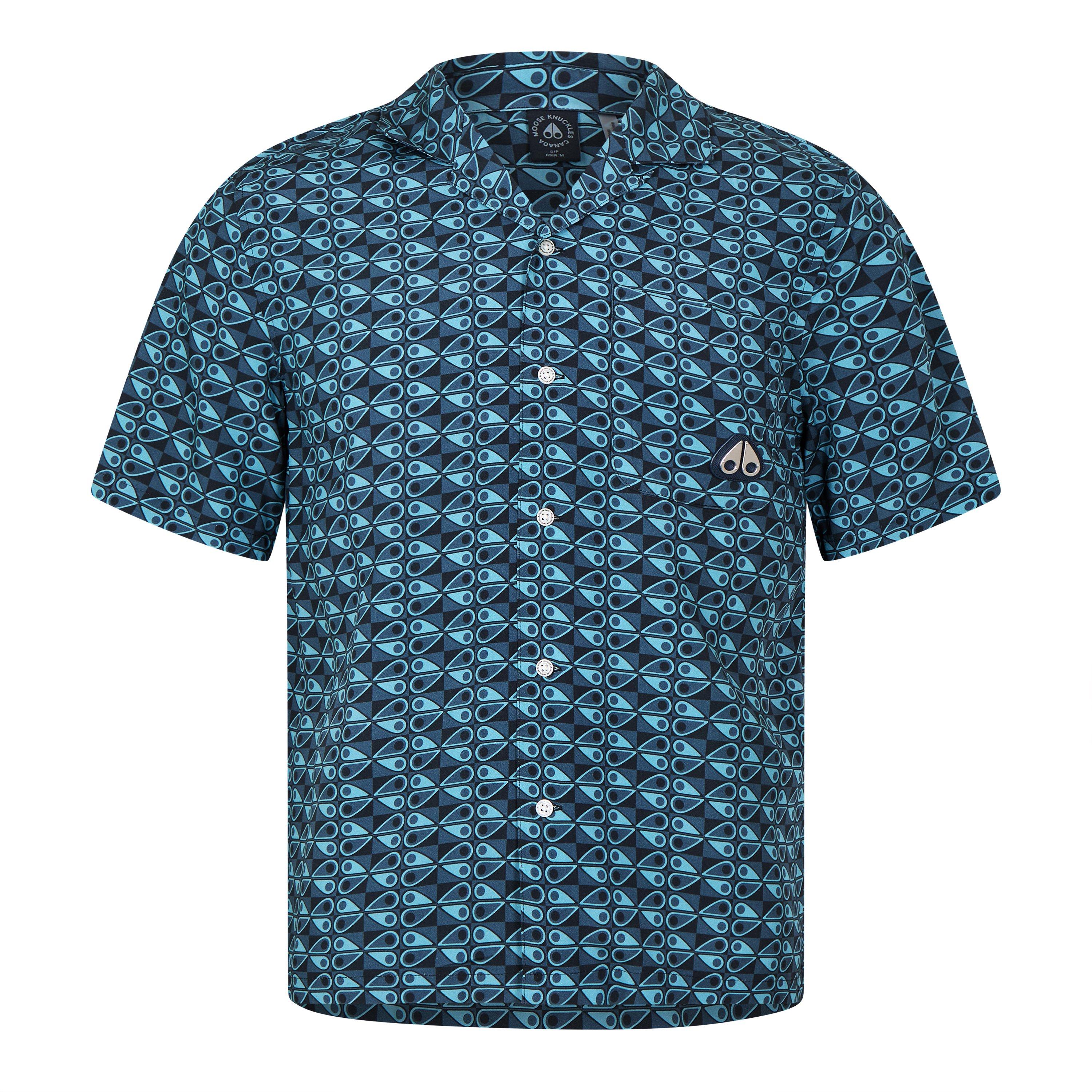 Navy Combo 1178 - Moose Knuckles - Men's Short-Sleeve Patterned Shirt - 5