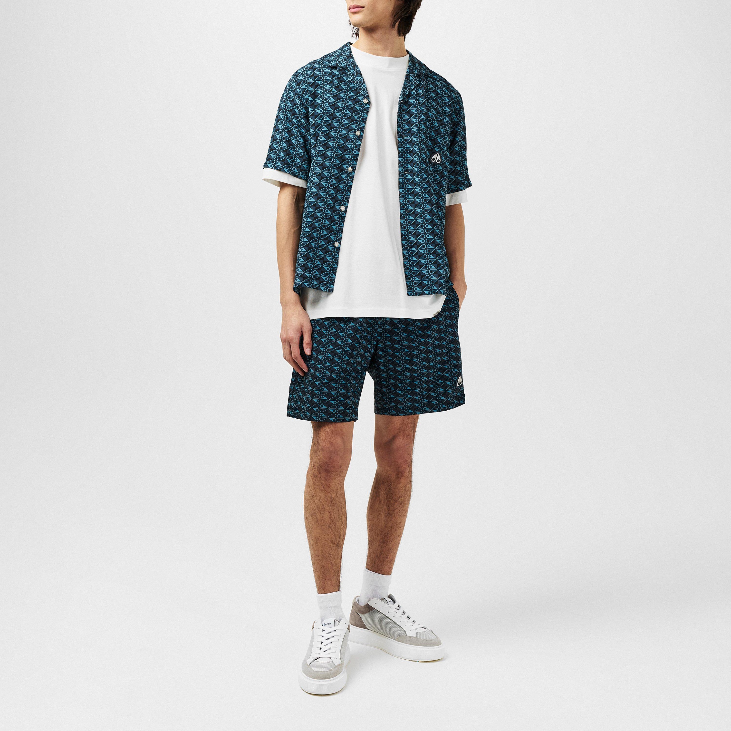 Navy Combo 1178 - Moose Knuckles - Men's Short-Sleeve Patterned Shirt - 4