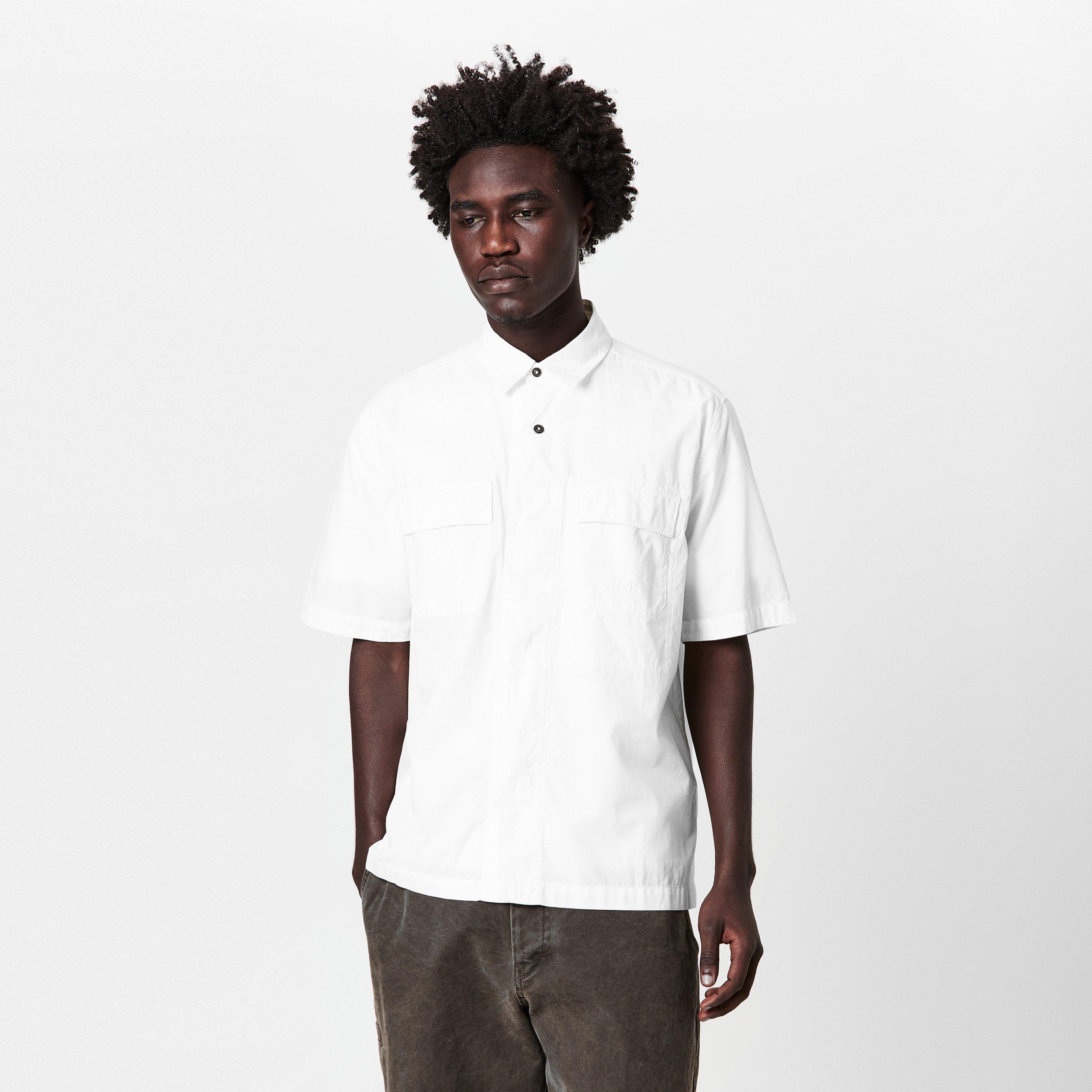 Gauze White 103 - CP Company - Short Sleeve Ripstop Shirt - 3