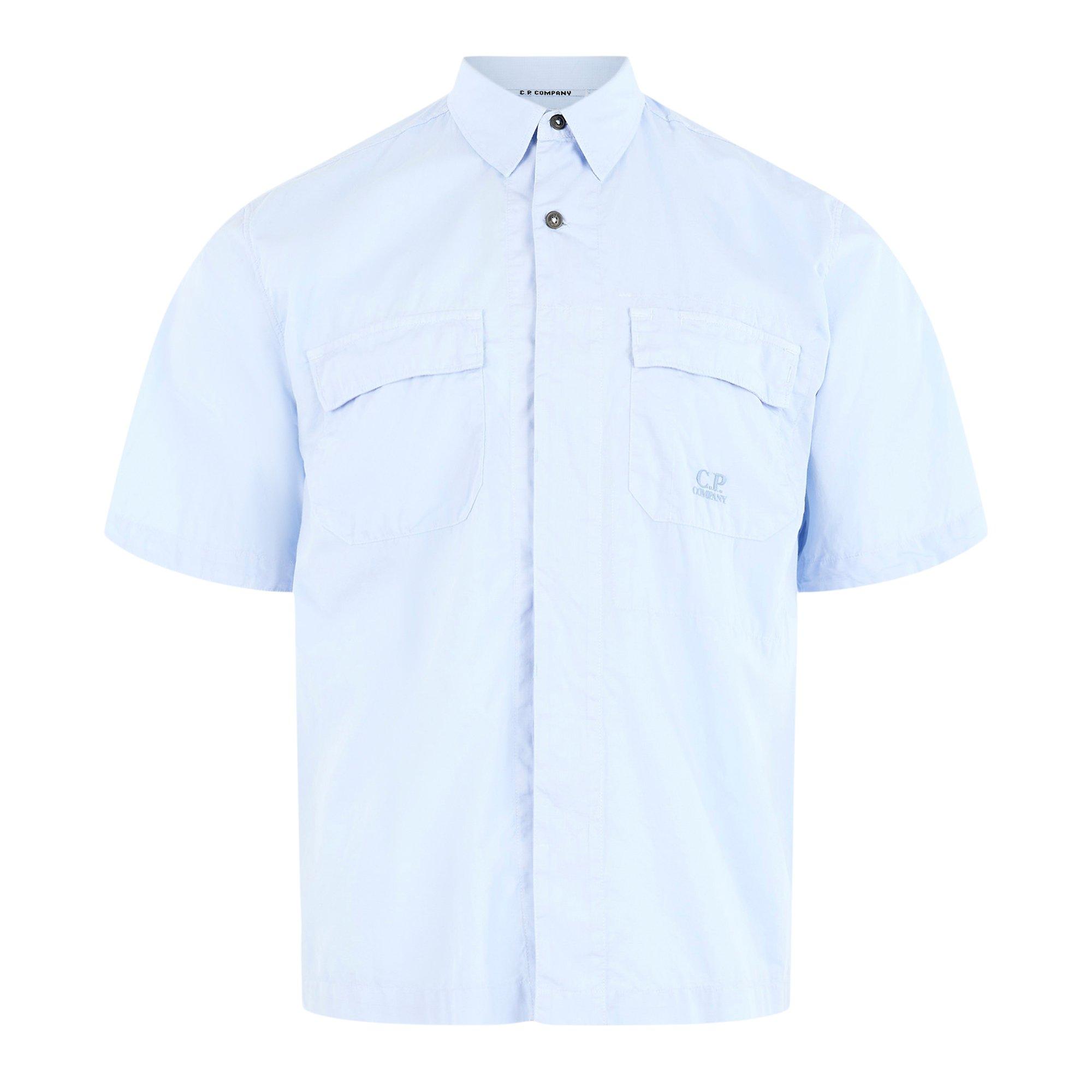 CP Company Short Sleeve Ripstop Shirt - Cerulean 814 - Size S (46)