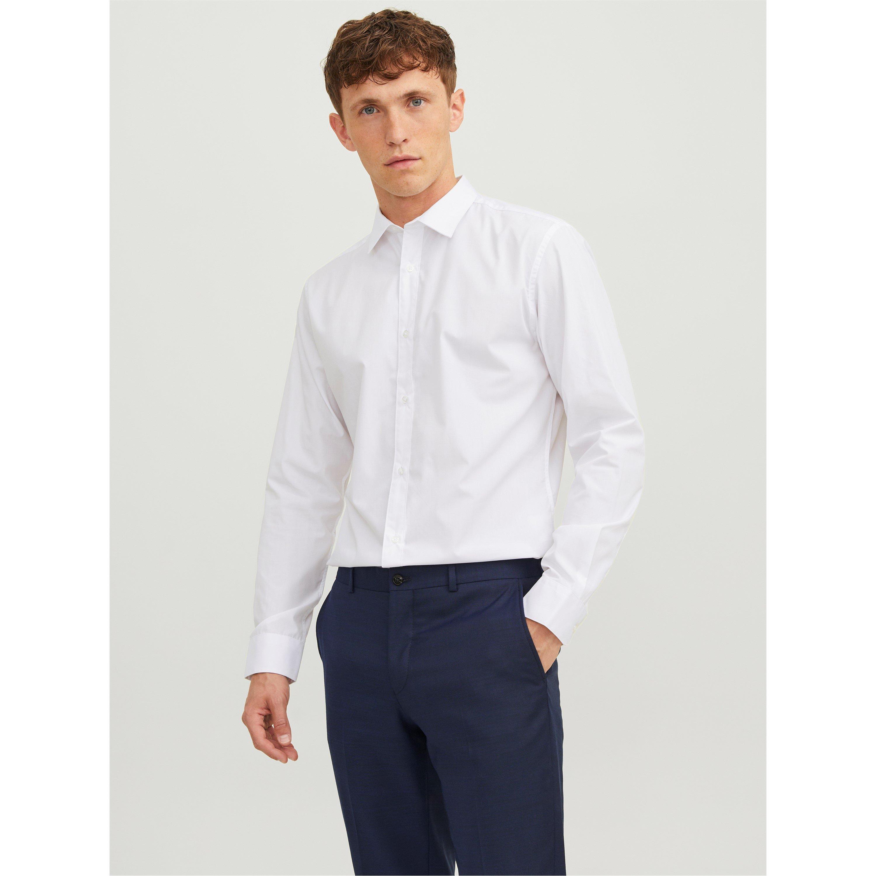 Jack And Jones Men's Joe Poplin Shirt - White - 2XL