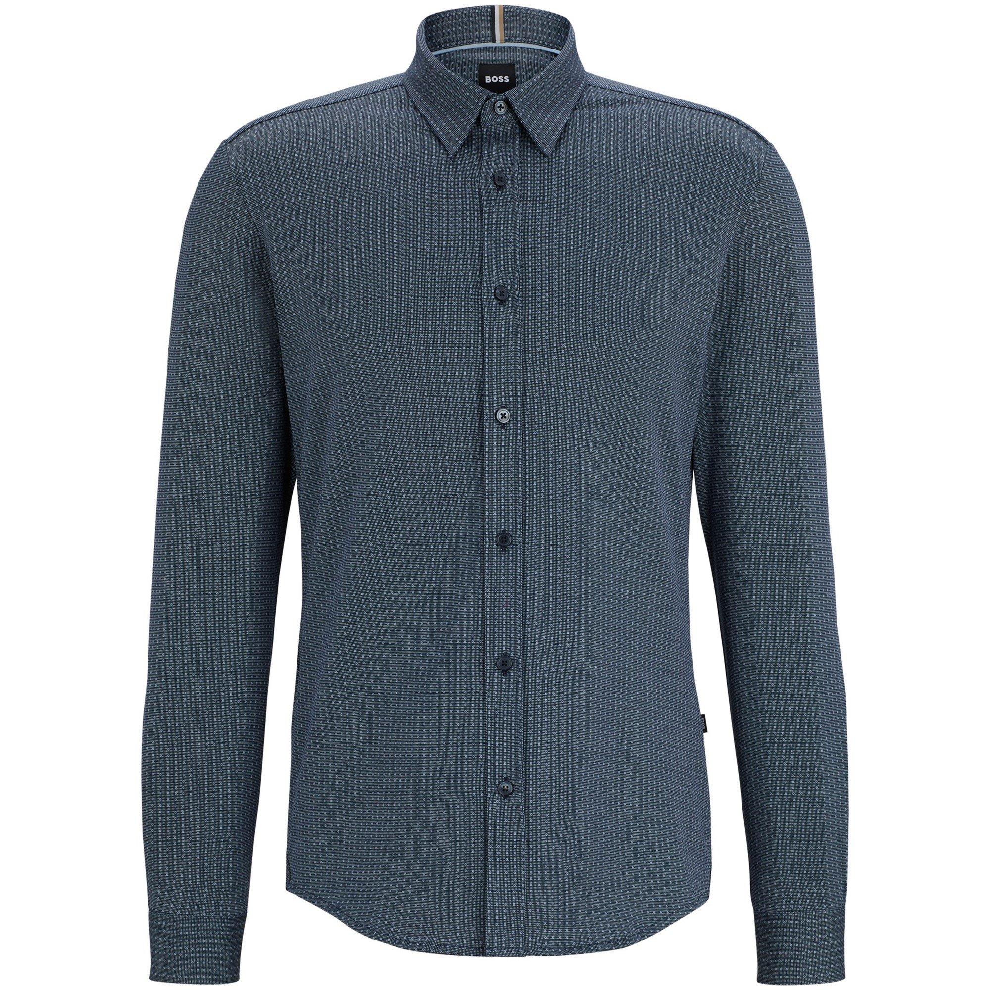 Dark Blue - Boss - Men's S Roan Kent Oxford Long-Sleeve Shirt - 6