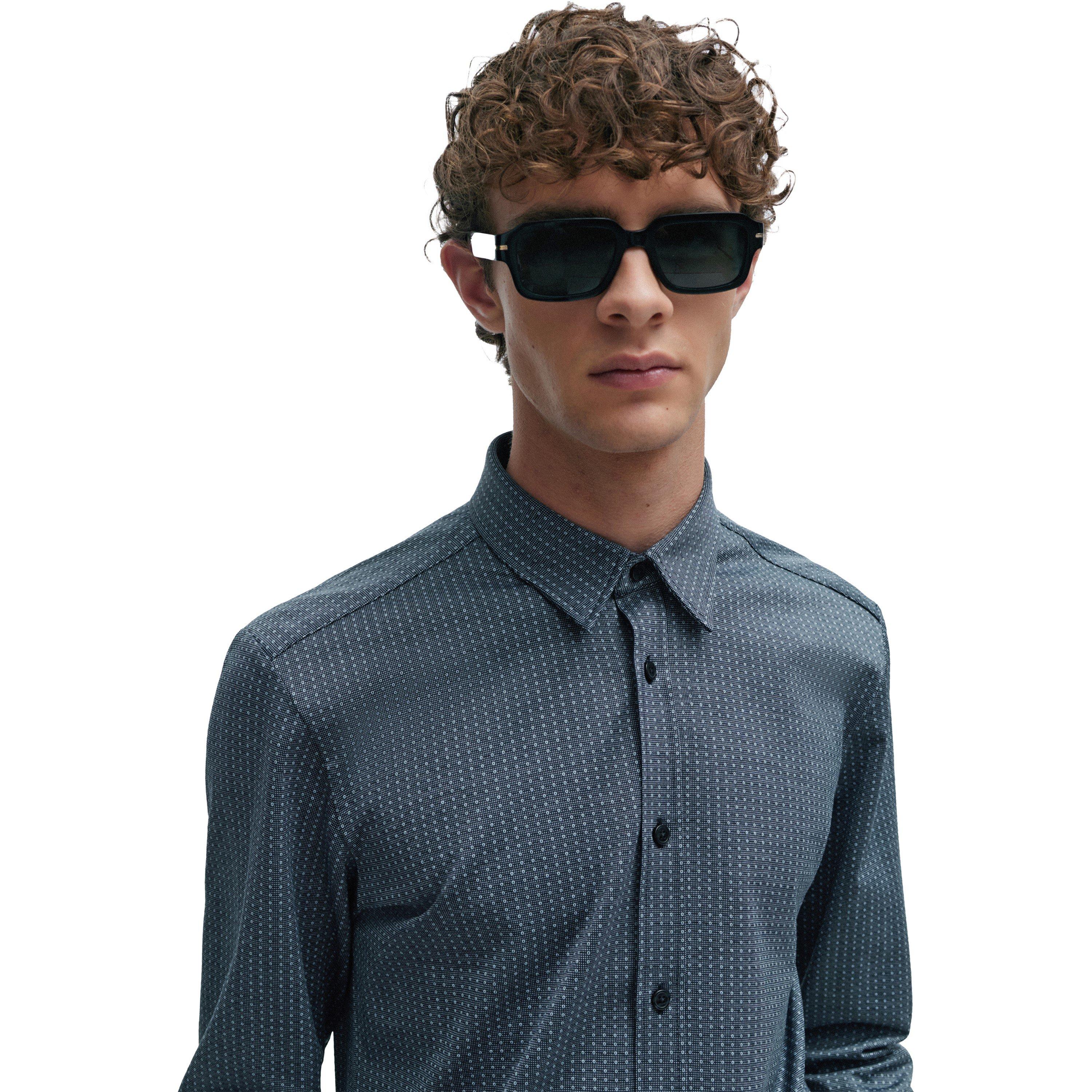 Dark Blue - Boss - Men's S Roan Kent Oxford Long-Sleeve Shirt - 5