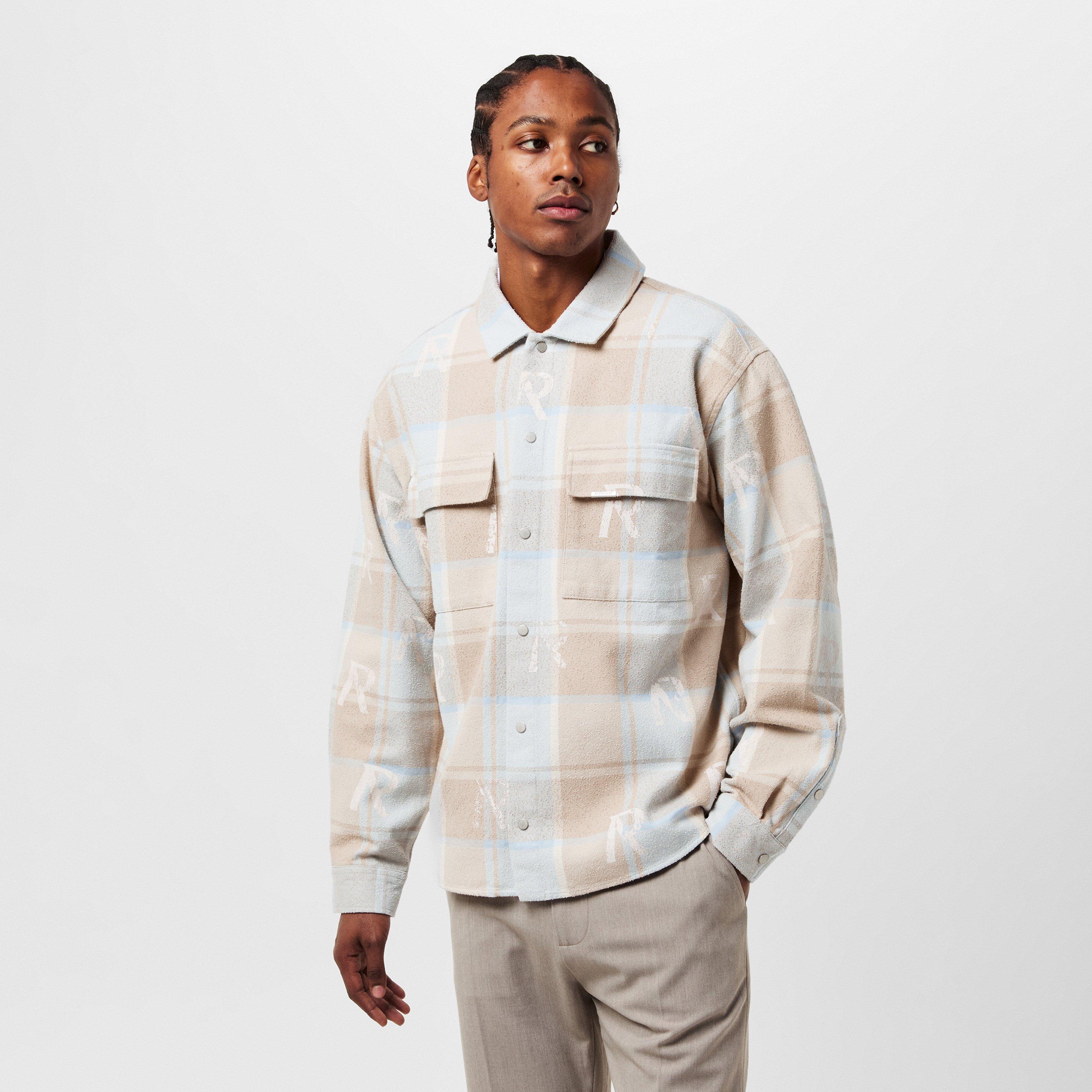 Beige/White - Represent - Men's Patterned Long Sleeve Shirt - 3