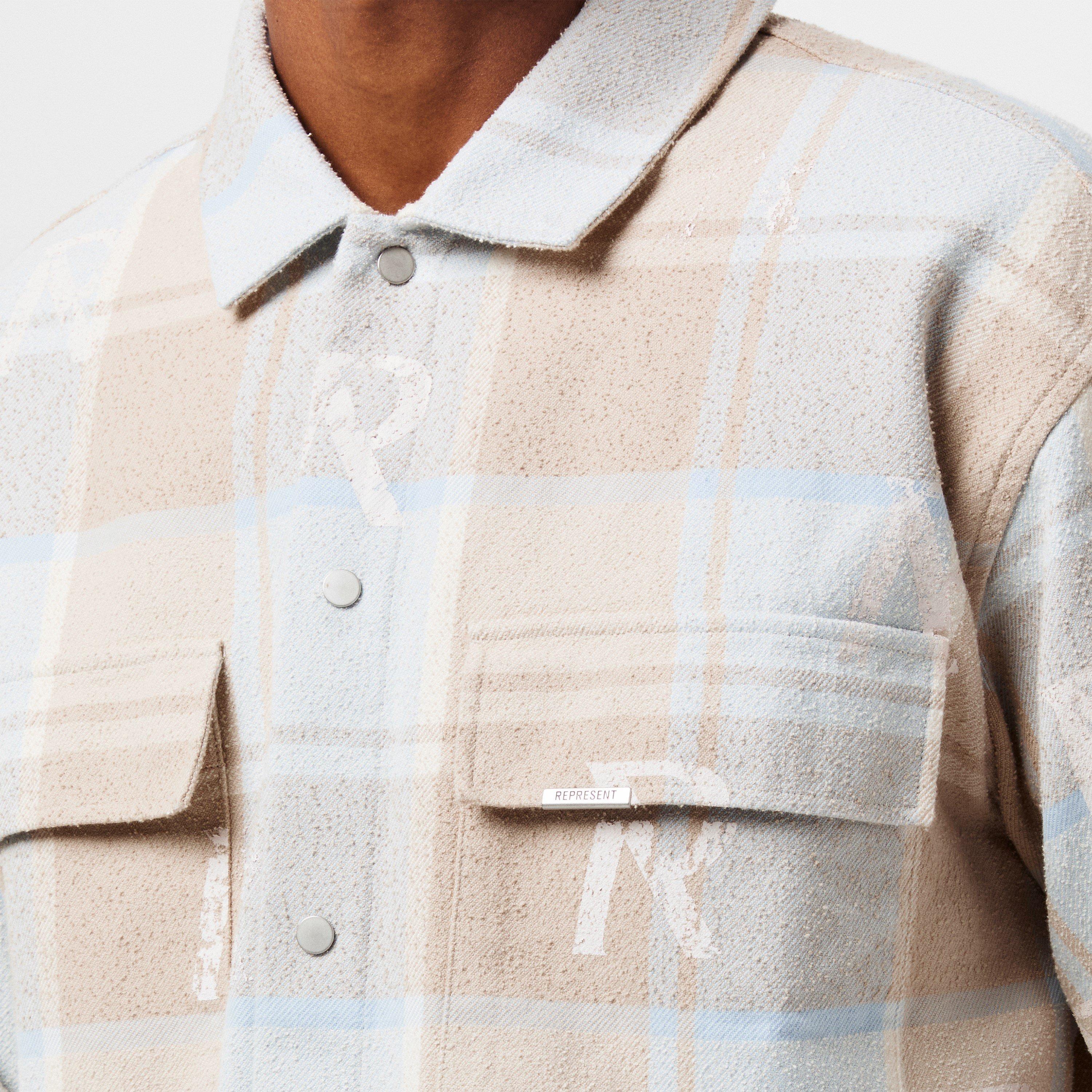 Beige/White - Represent - Men's Patterned Long Sleeve Shirt - 5