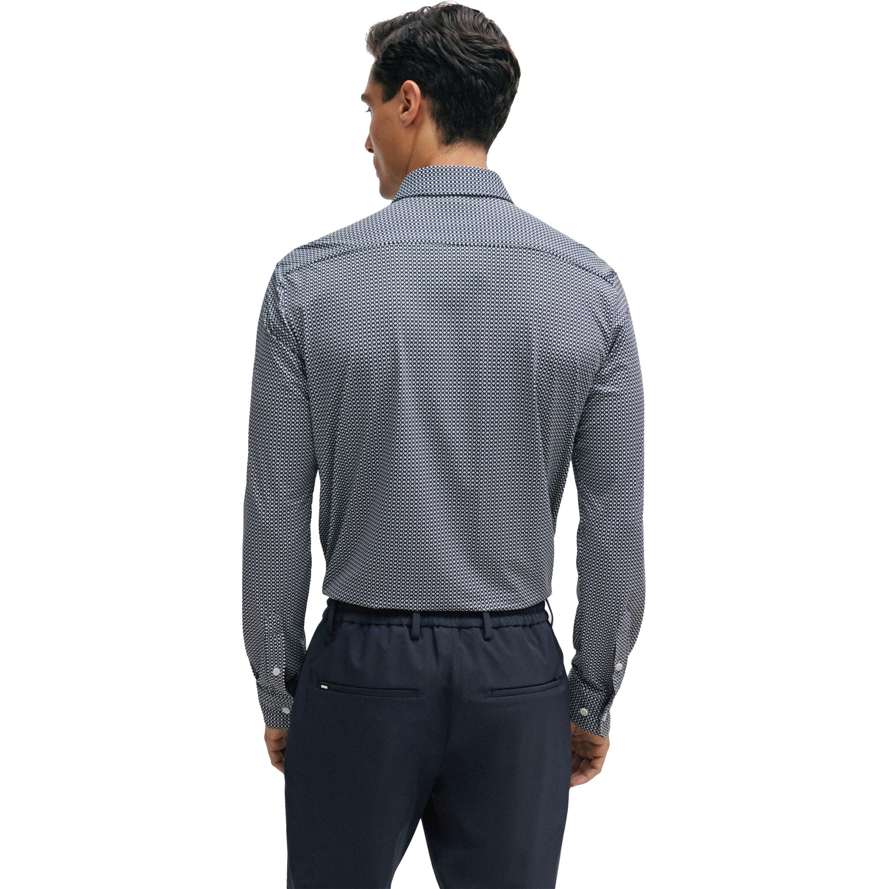 Dark Blue - Boss - Men's P Roan Kent Patterned Long-Sleeve Shirt - 2