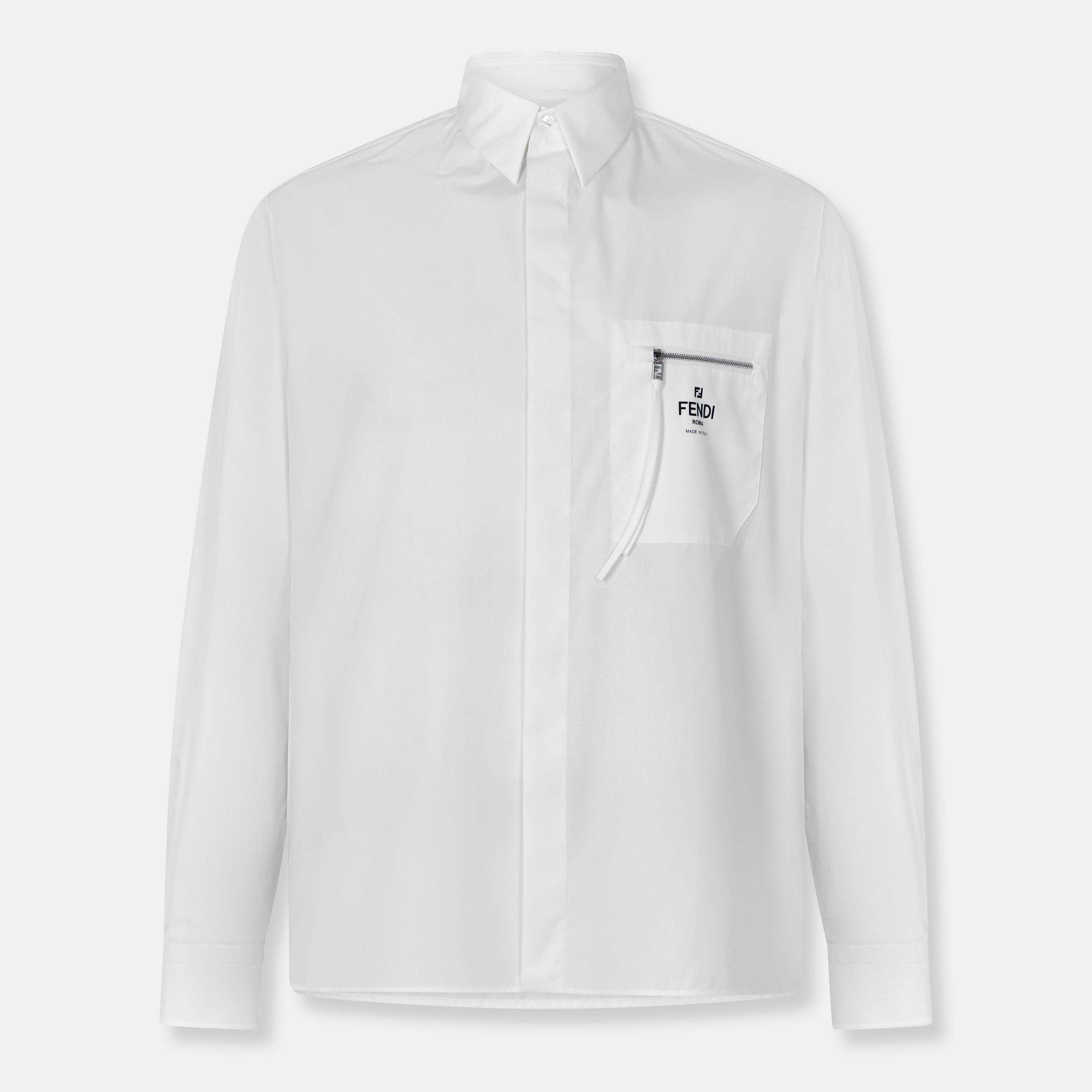 White - Fendi - Men's Logo Long Sleeve Plain Shirt - 1