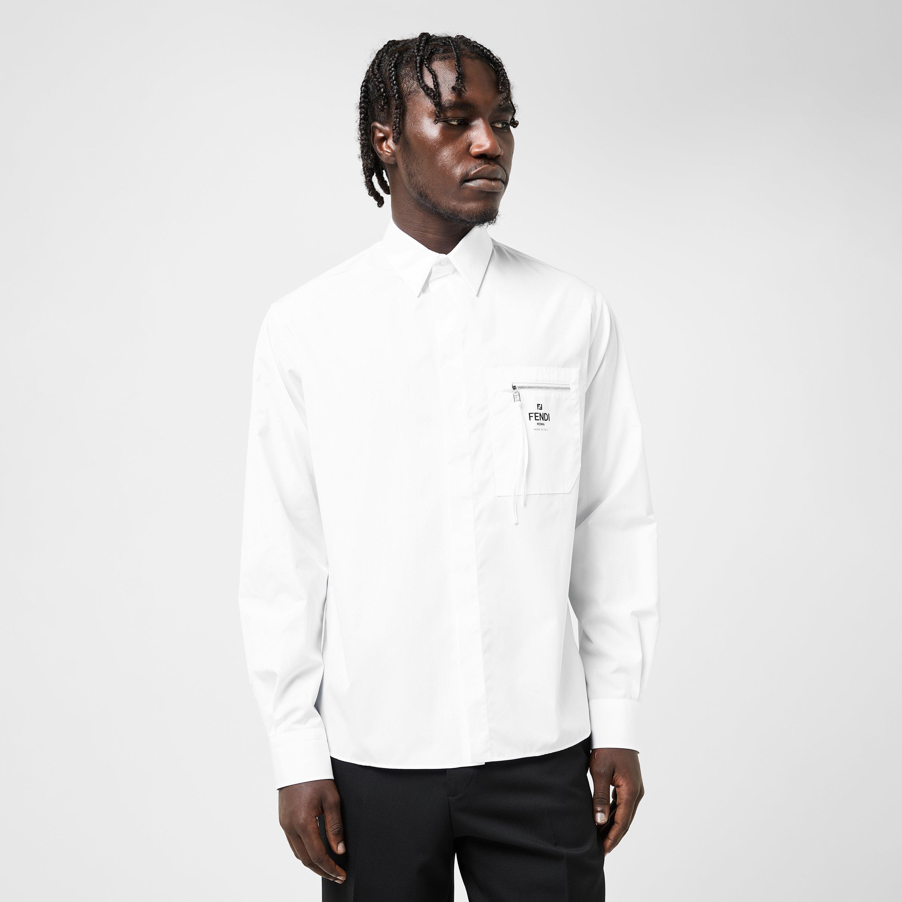 White - Fendi - Men's Logo Long-Sleeve Plain Shirt - 3