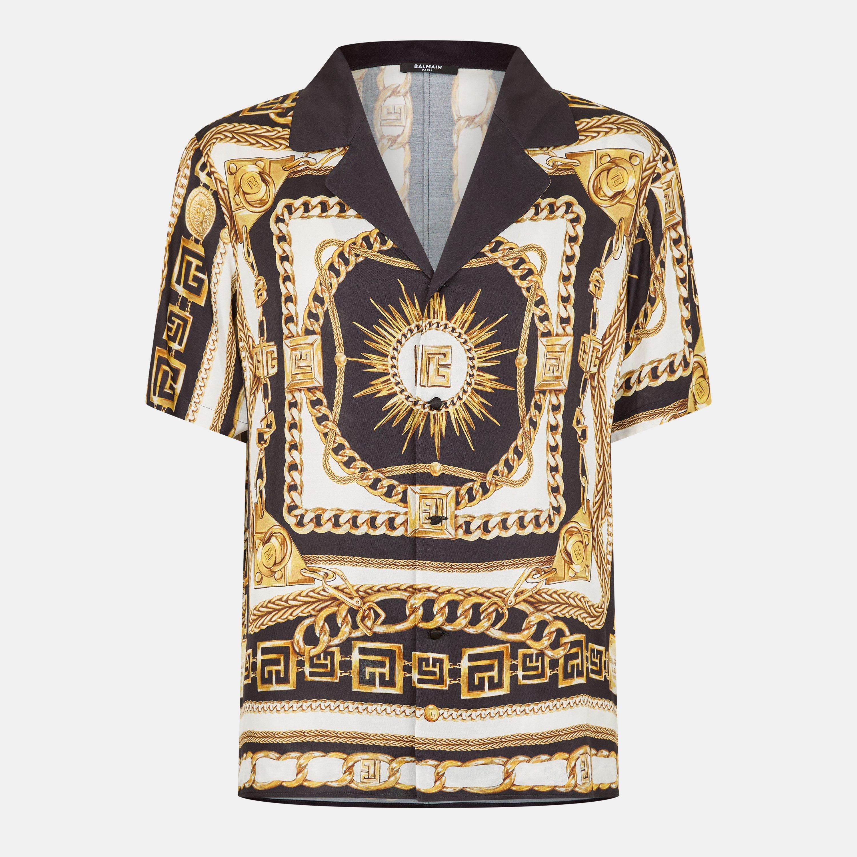 Multi - Balmain - Men's Patterned Short Sleeve Shirt - 1