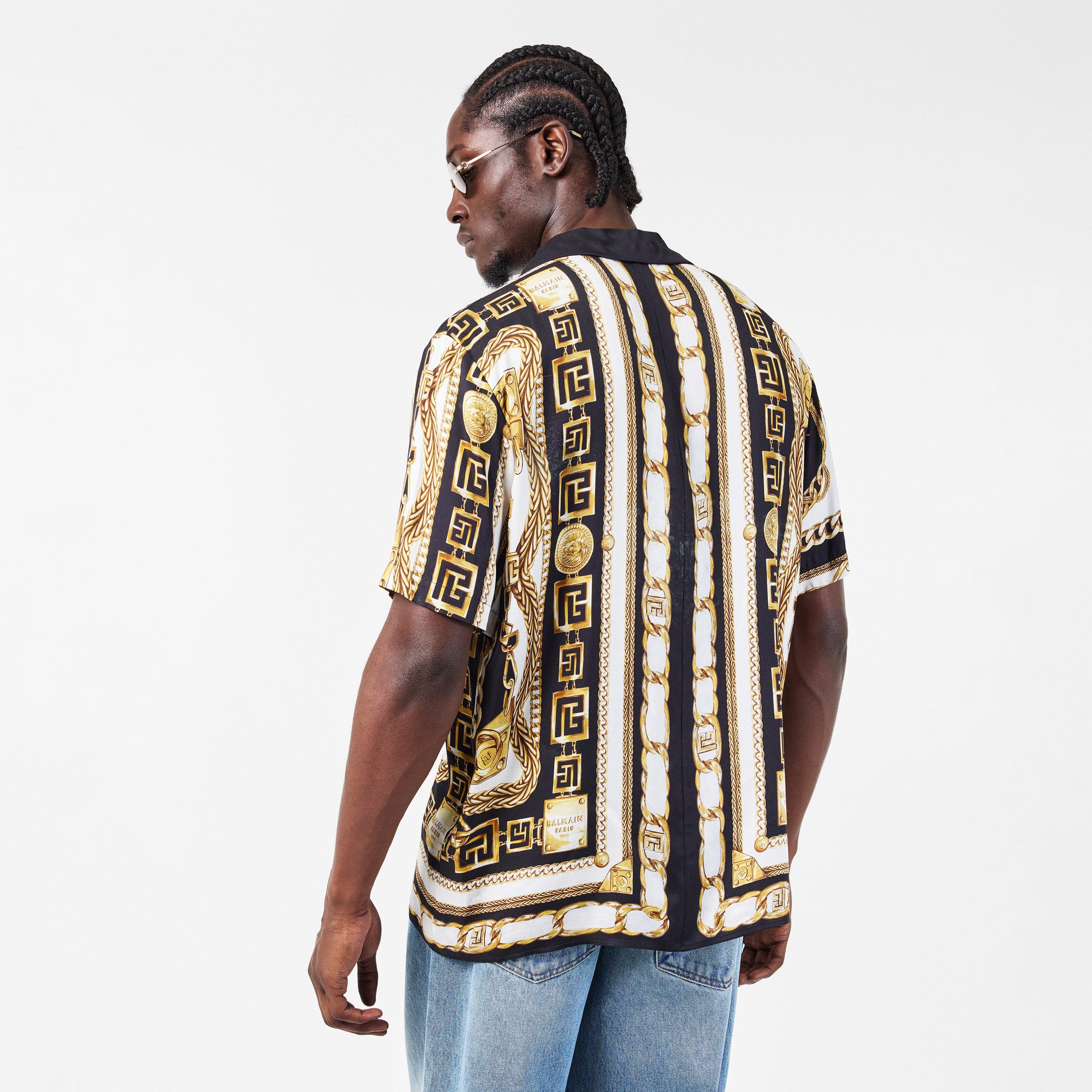 Multi - Balmain - Men's Short-Sleeve Patterned Shirt - 4